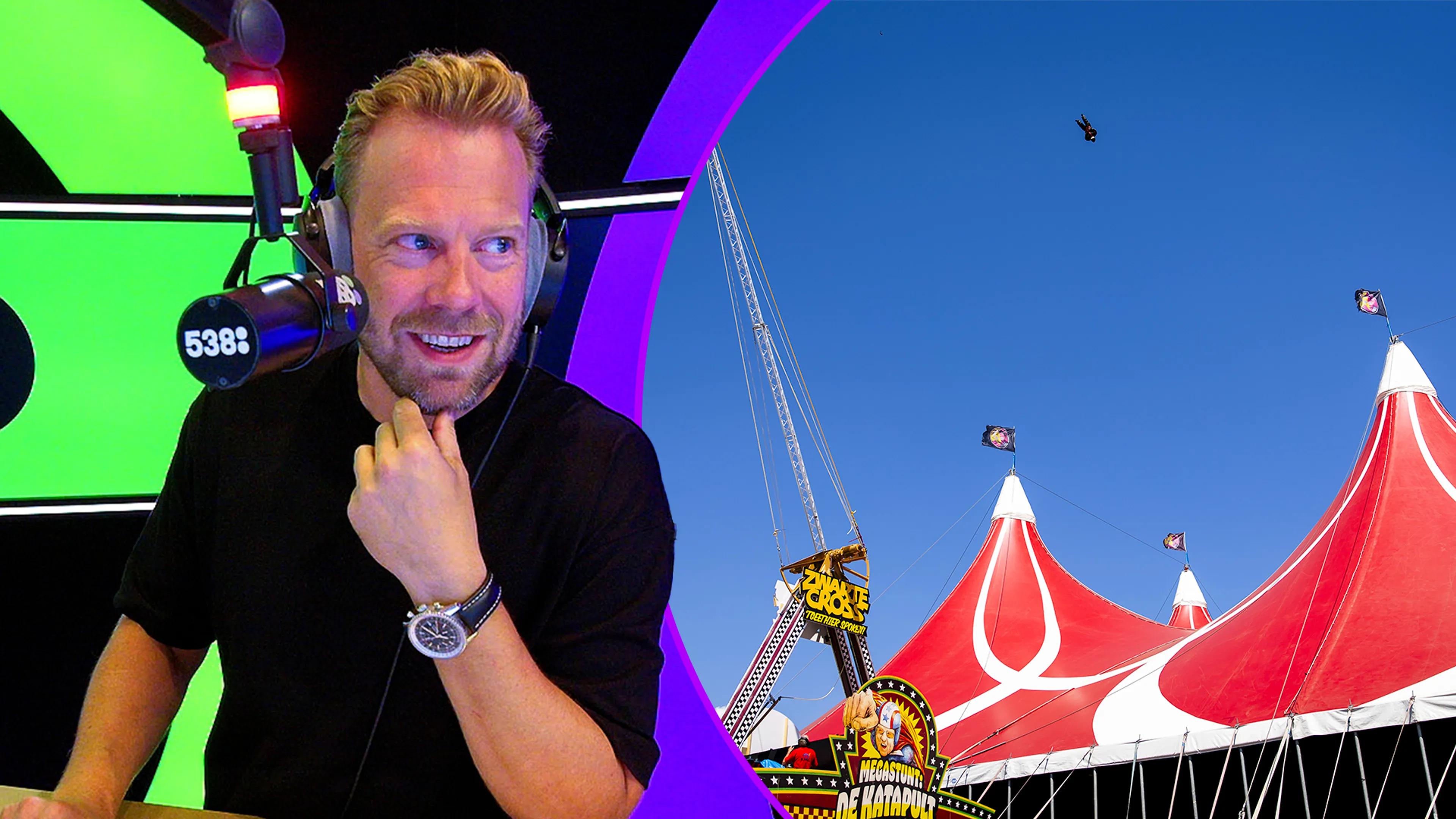 Stuntman Laurent laat zich met 185 km/u door de lucht schieten