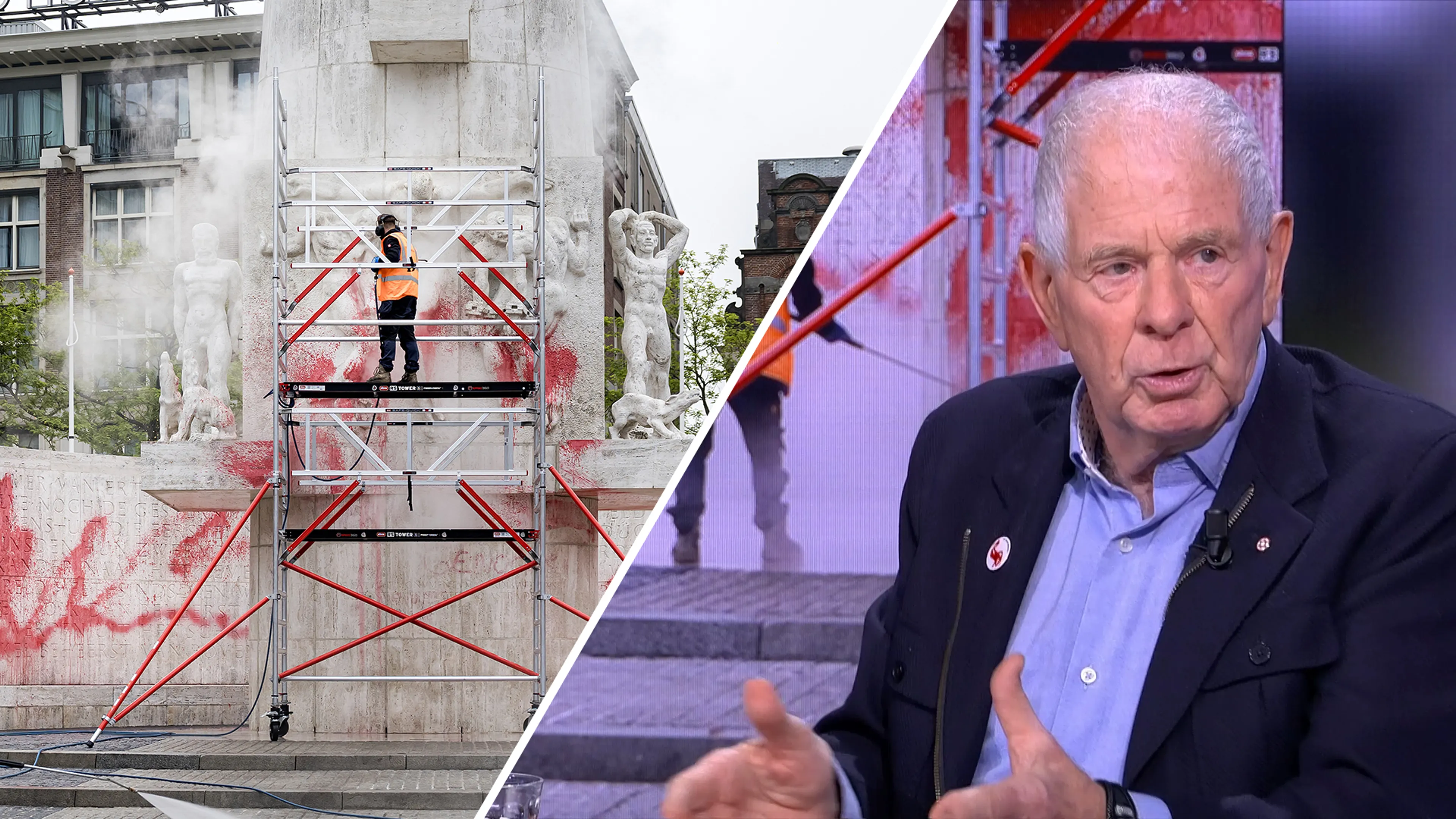 Dodenherdenking onder druk: opnieuw het monument op de dam beklad door Pro-Palestina aanhangers