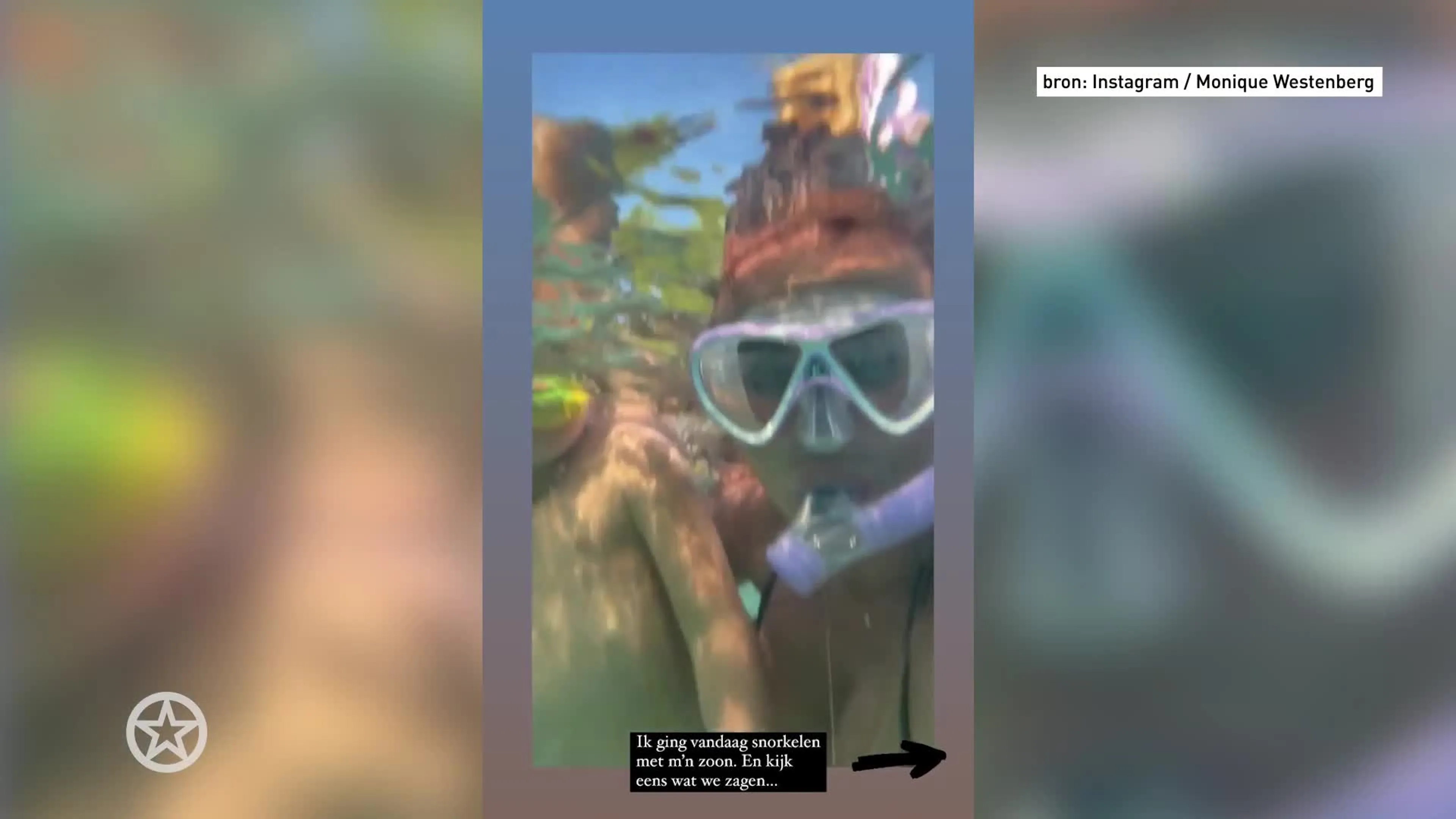 Monique snorkelt met Dré