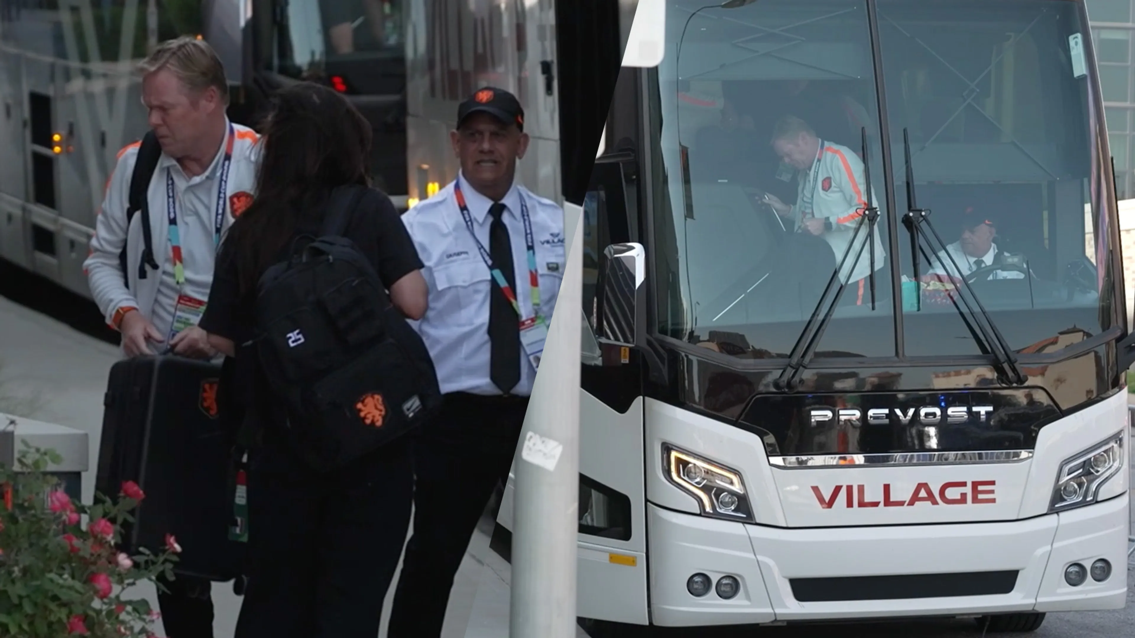 Video: Stoppende Ronald Koeman en Oranje-selectie arriveren bij hotel in Kansas City