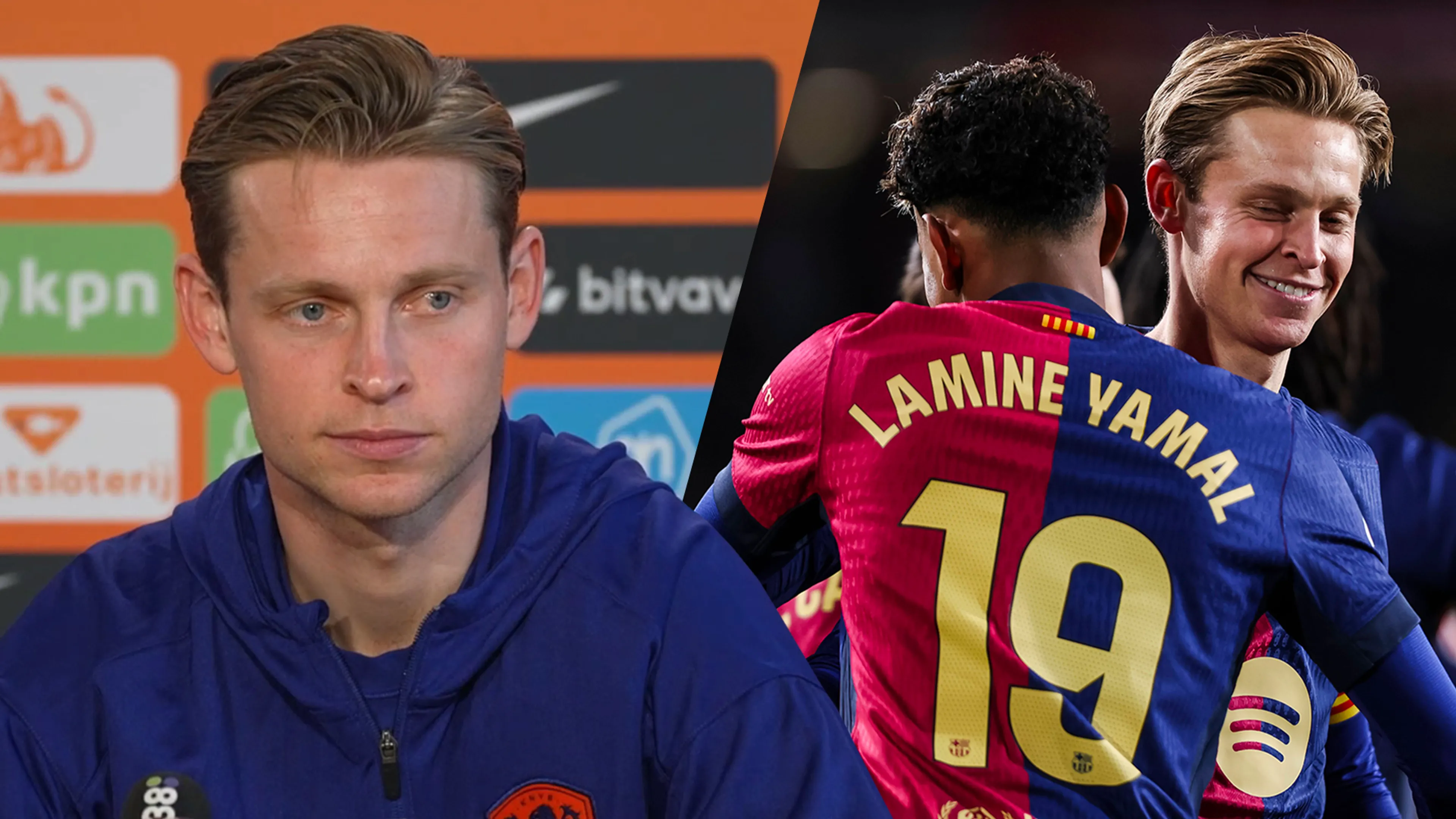 Frenkie de Jong heeft tijdens persmoment mooie woorden over voor teamgenoot Lamine Yamal