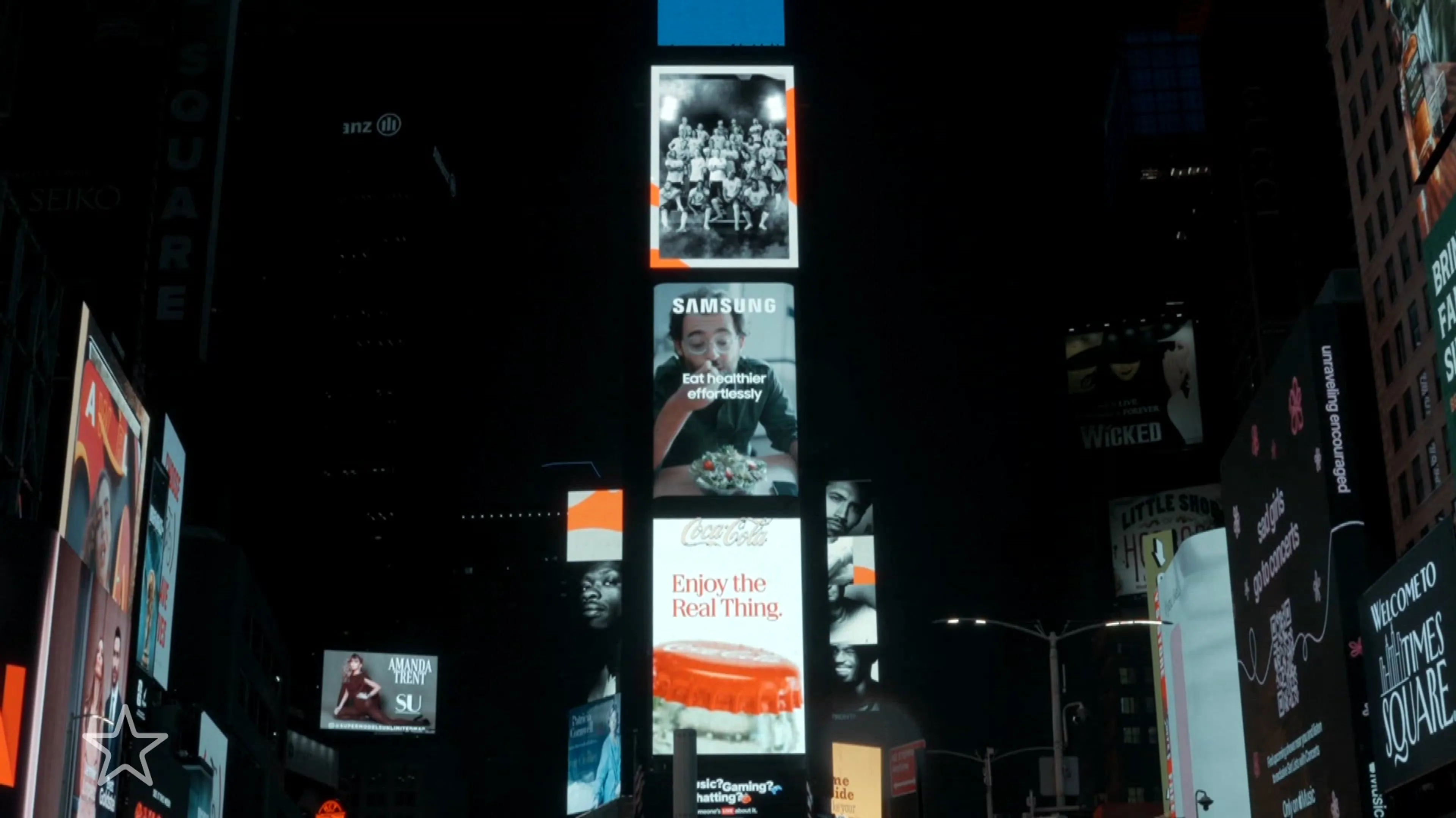 Het Nederlands elftal getoond in Times Square