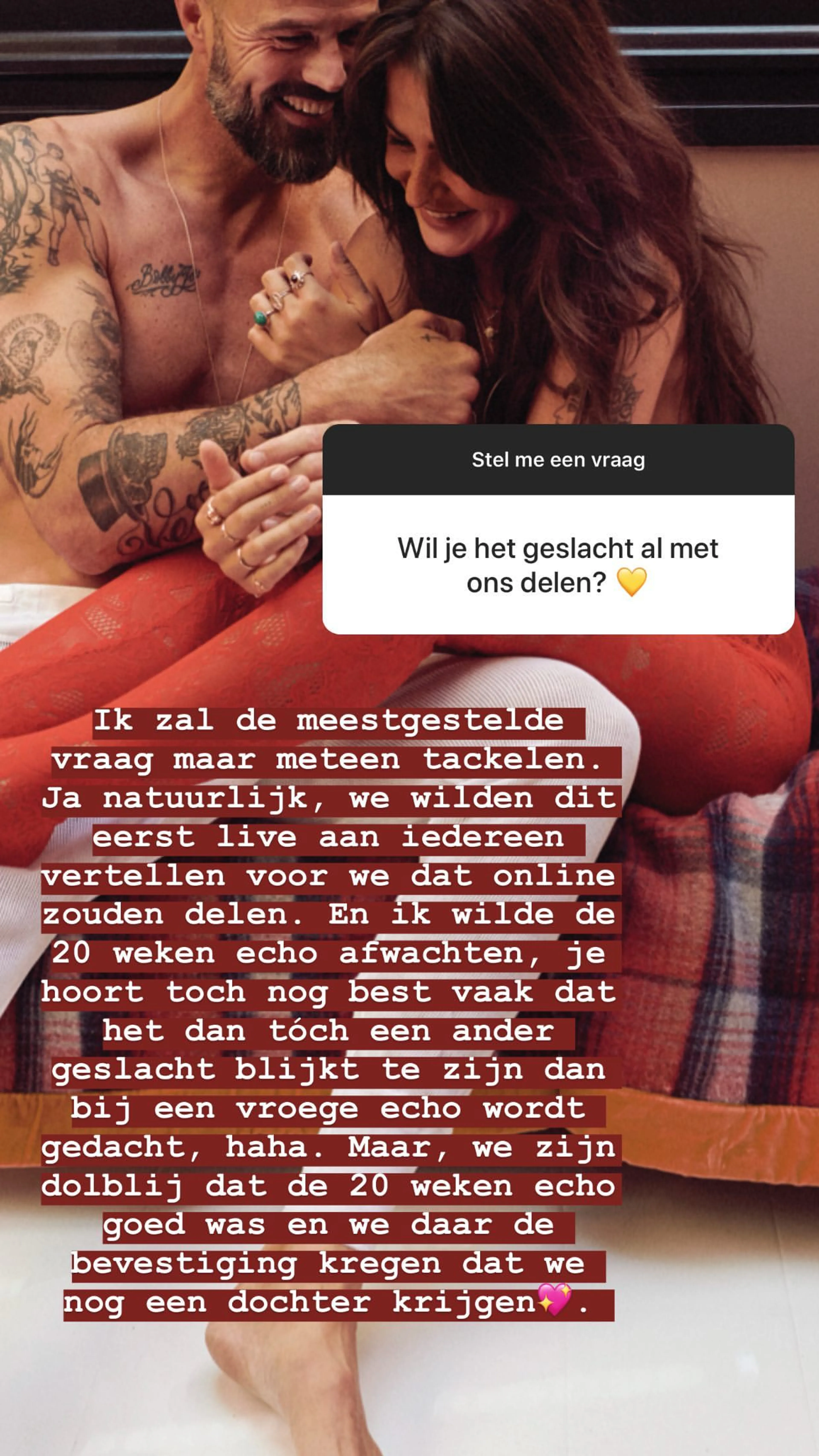 Arie Boomsma en Romy onthullen geslacht kindje!