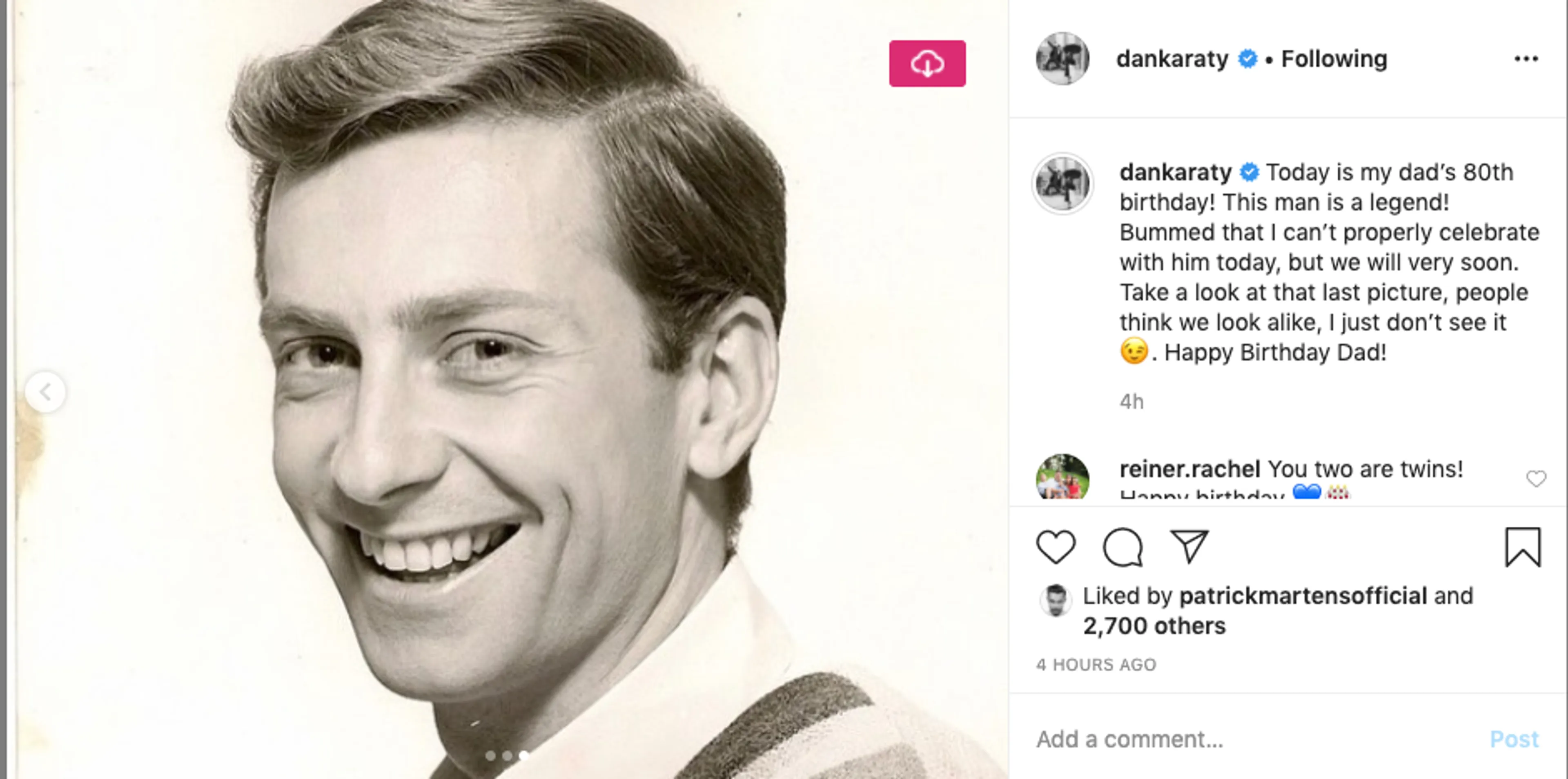 ZIEN: Dan Karaty lijkt sprekend op zijn vader