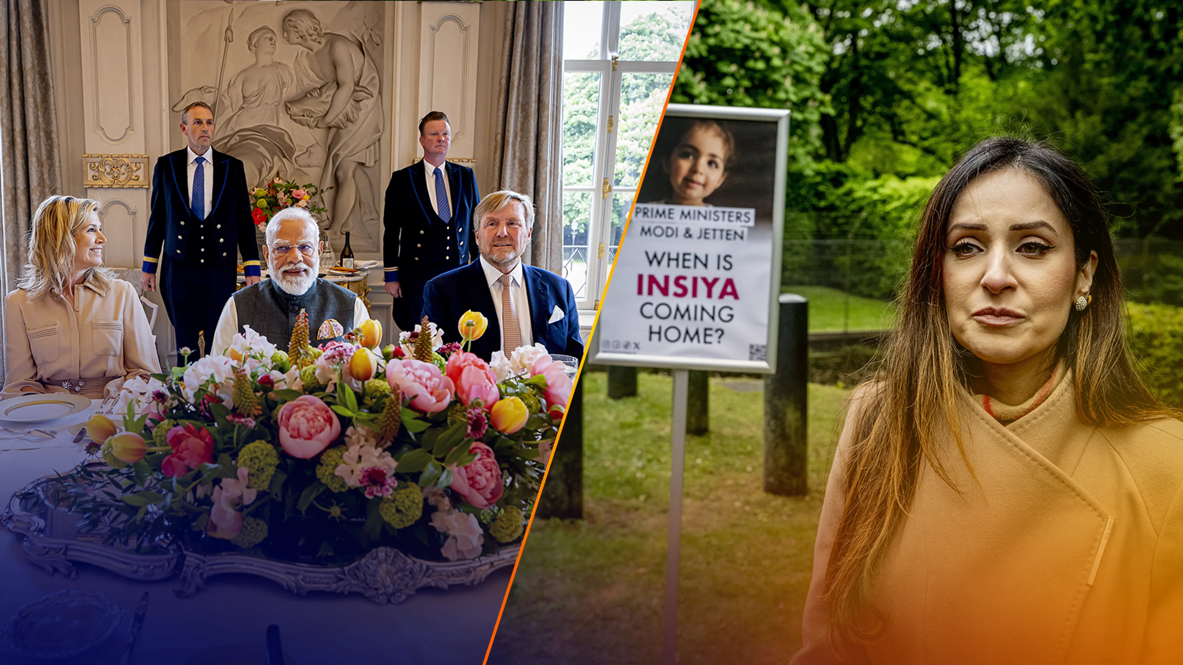 Koningspaar luncht met Indiase premier Modi terwijl moeder ontvoerde Insiya protesteert
