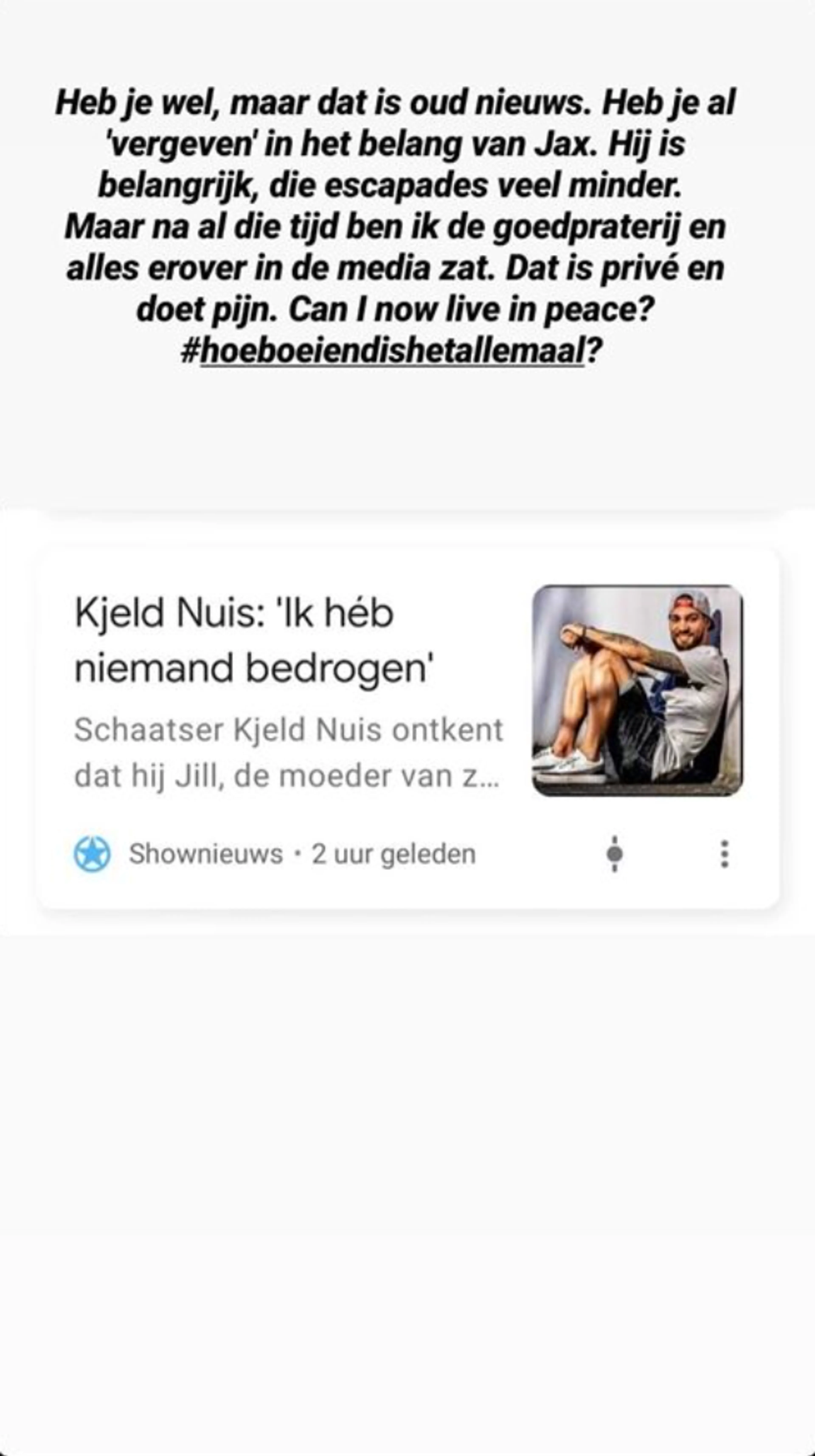 Ex-vriendin Kjeld Nuis: 'Je hebt me wél bedrogen'