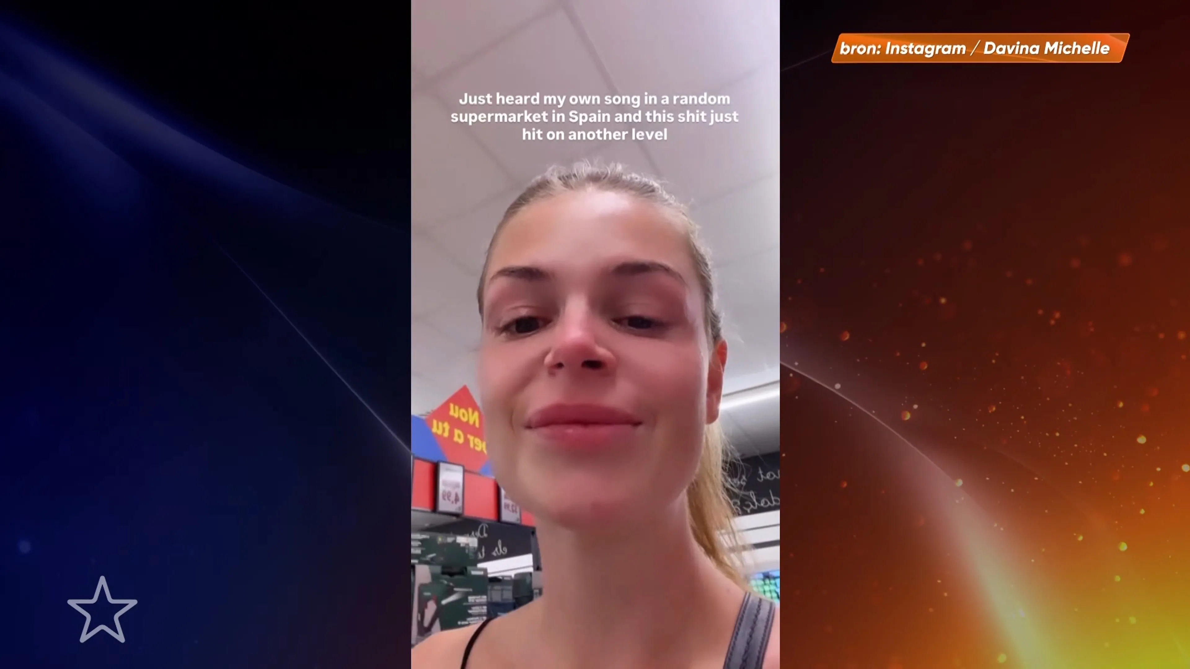 Davina Michelle geëmotioneerd door eigen hit in Spaanse supermarkt