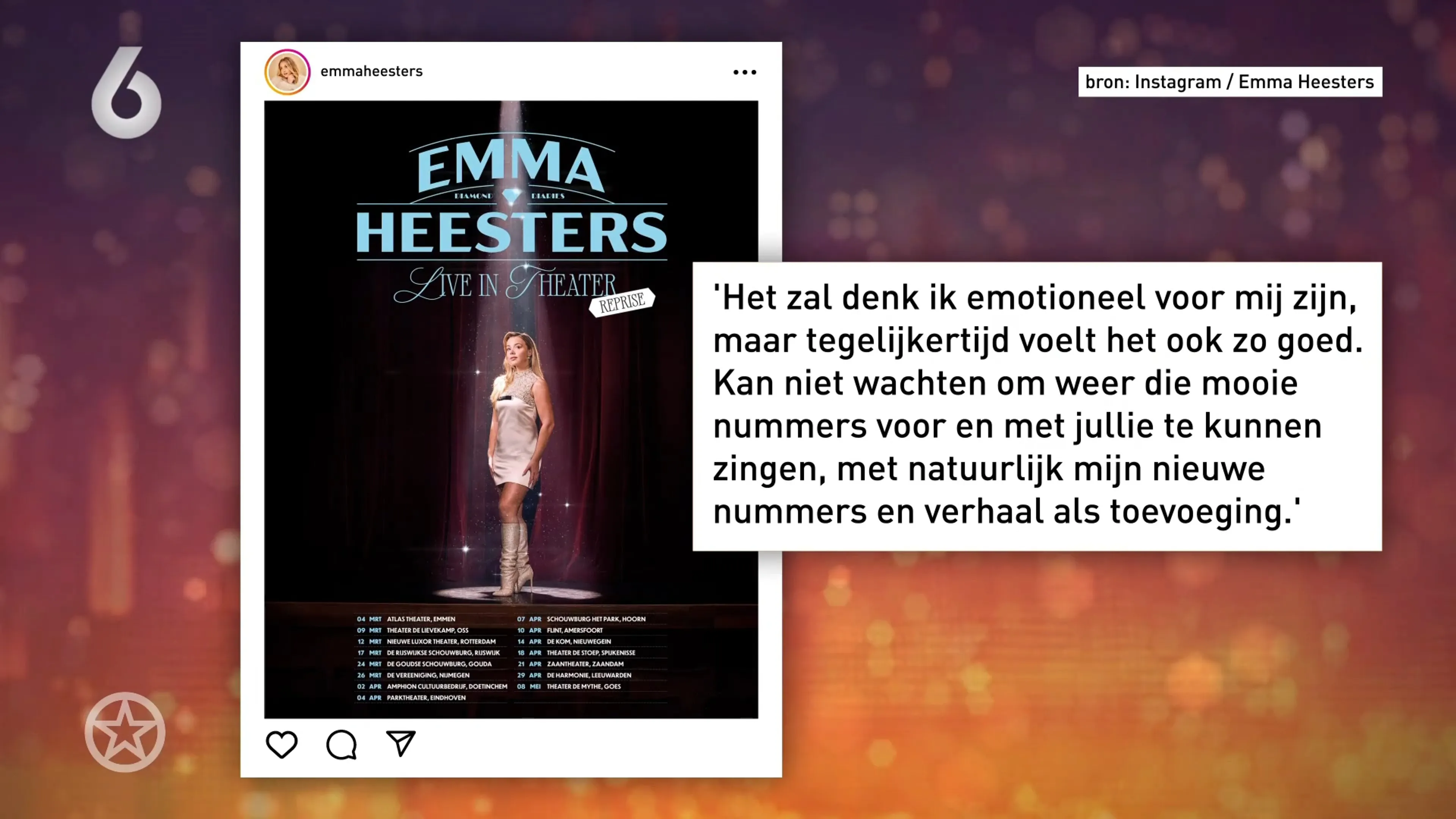 Emma Heesters hervat theatertour na jaar van ziekte