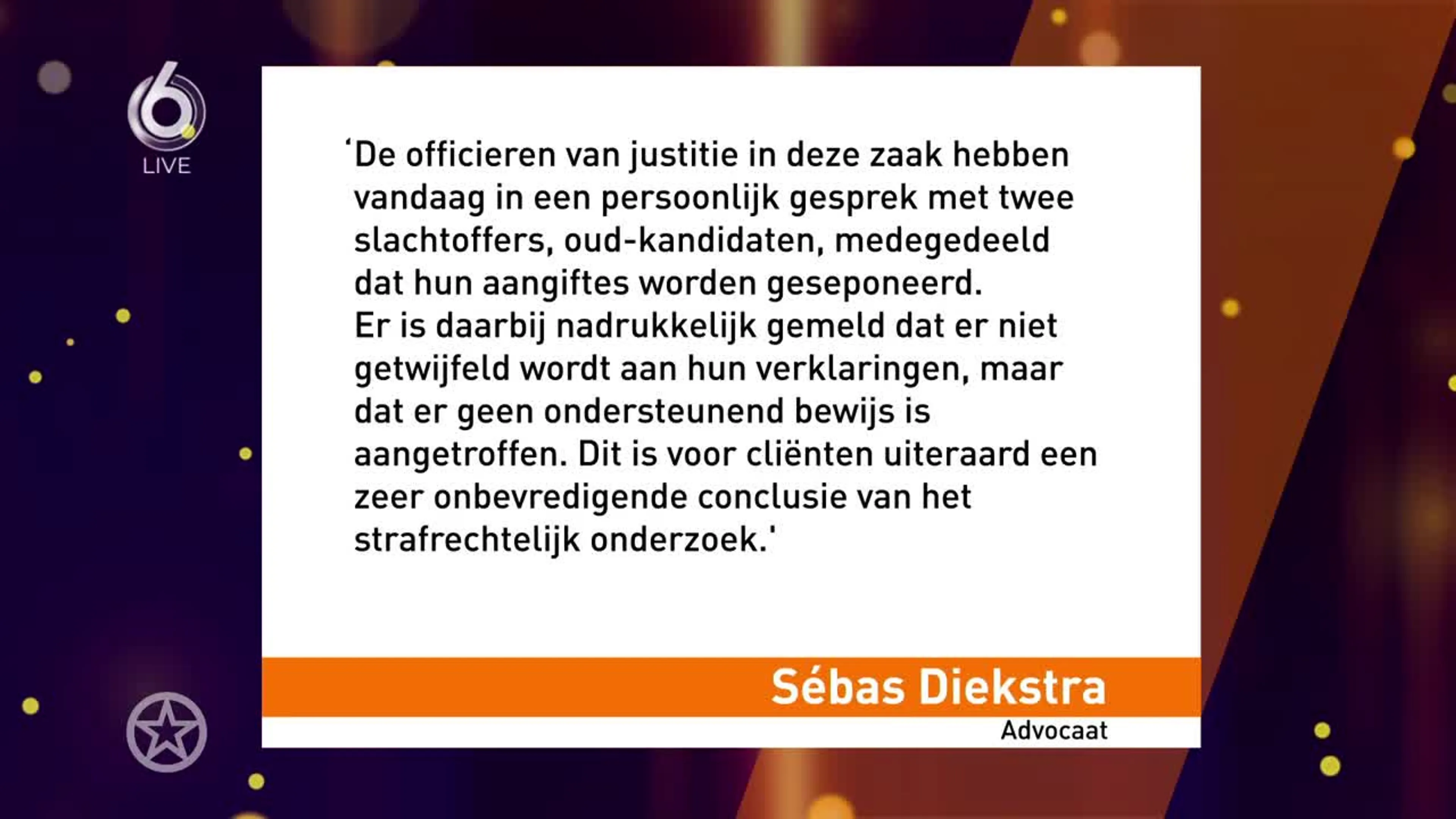 Regisseur The Voice wordt niet vervolgd