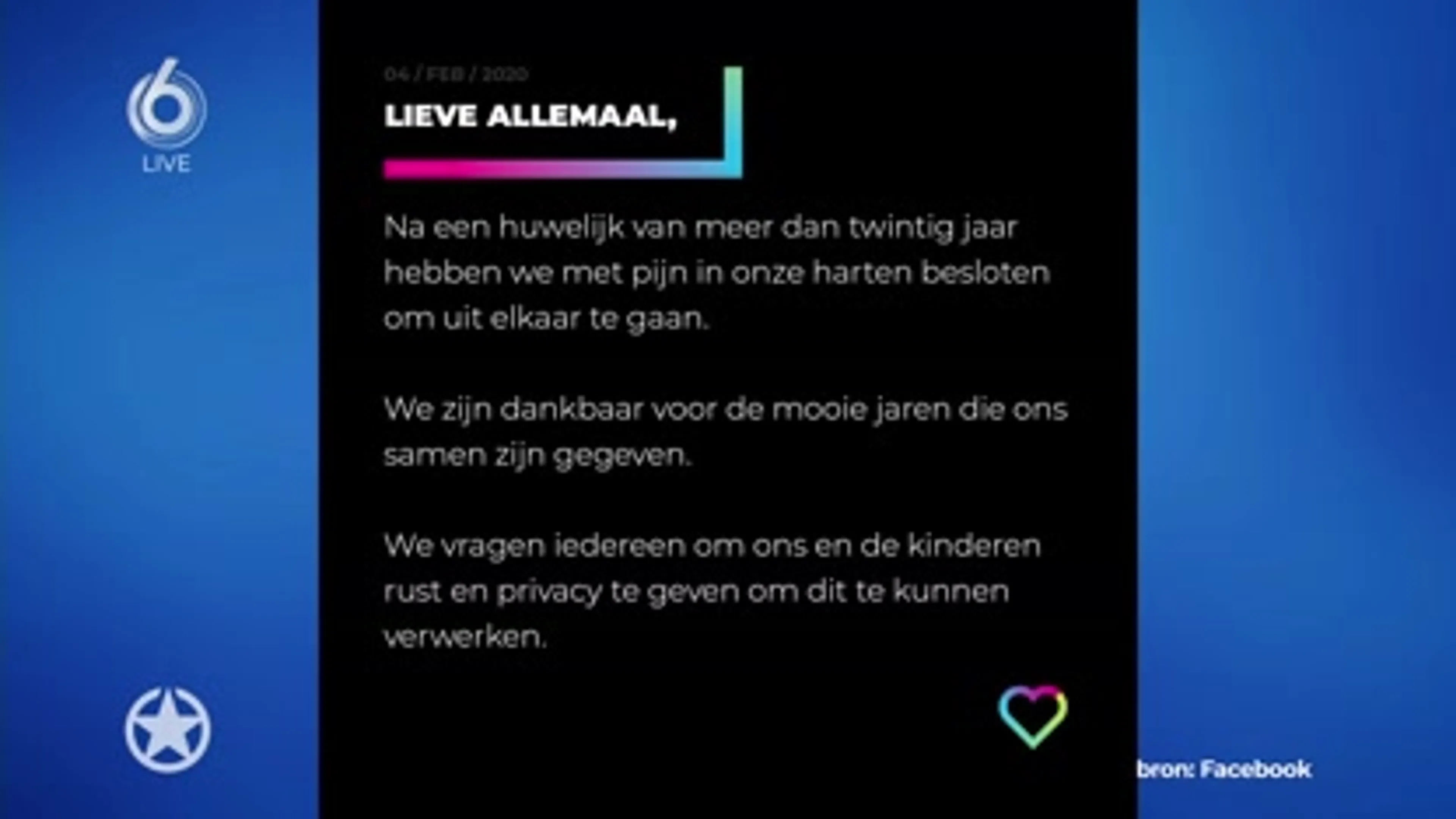 Marco en Leontine Borsato gaan uit elkaar