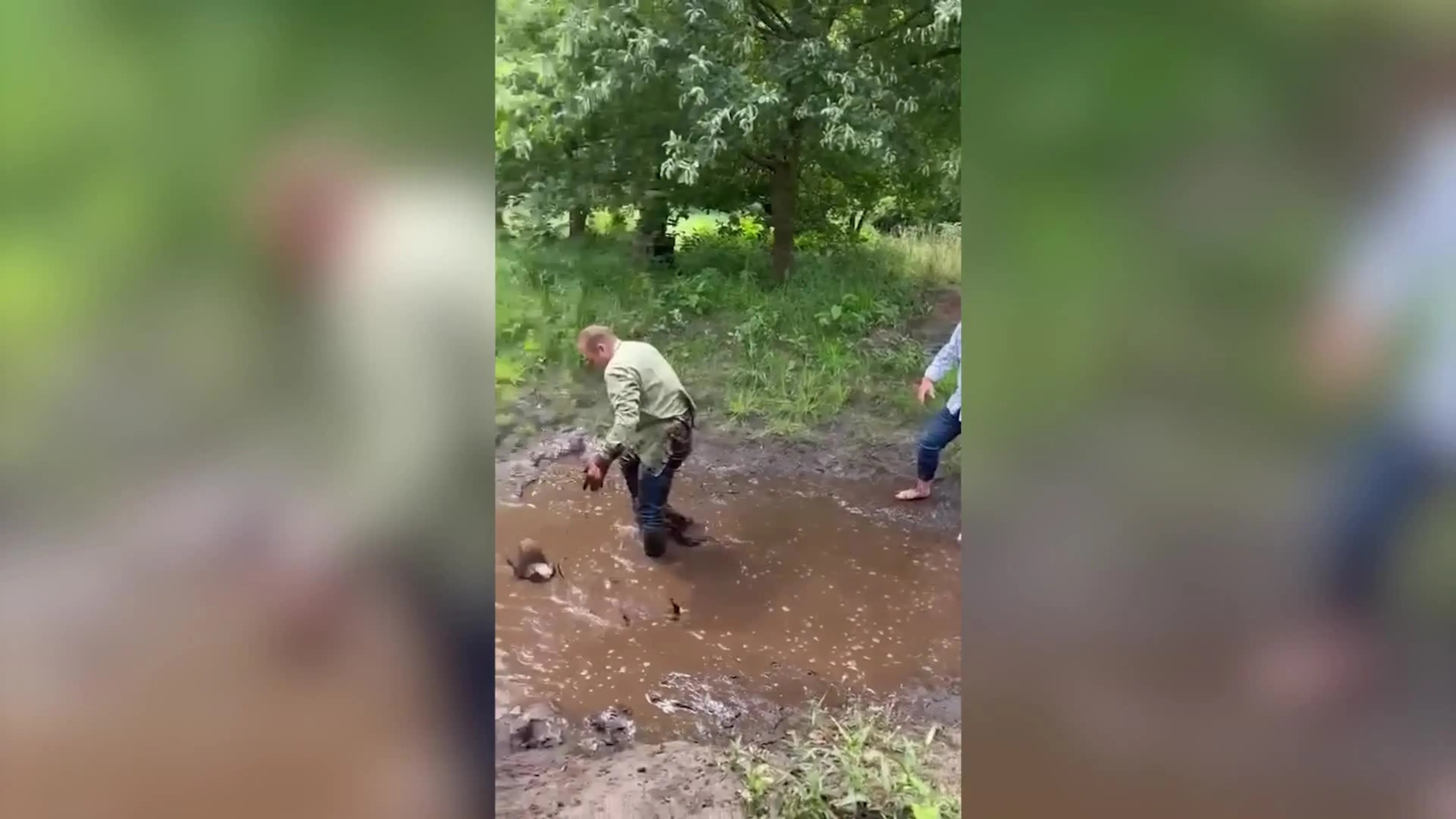 Frans Bauer valt in de modder