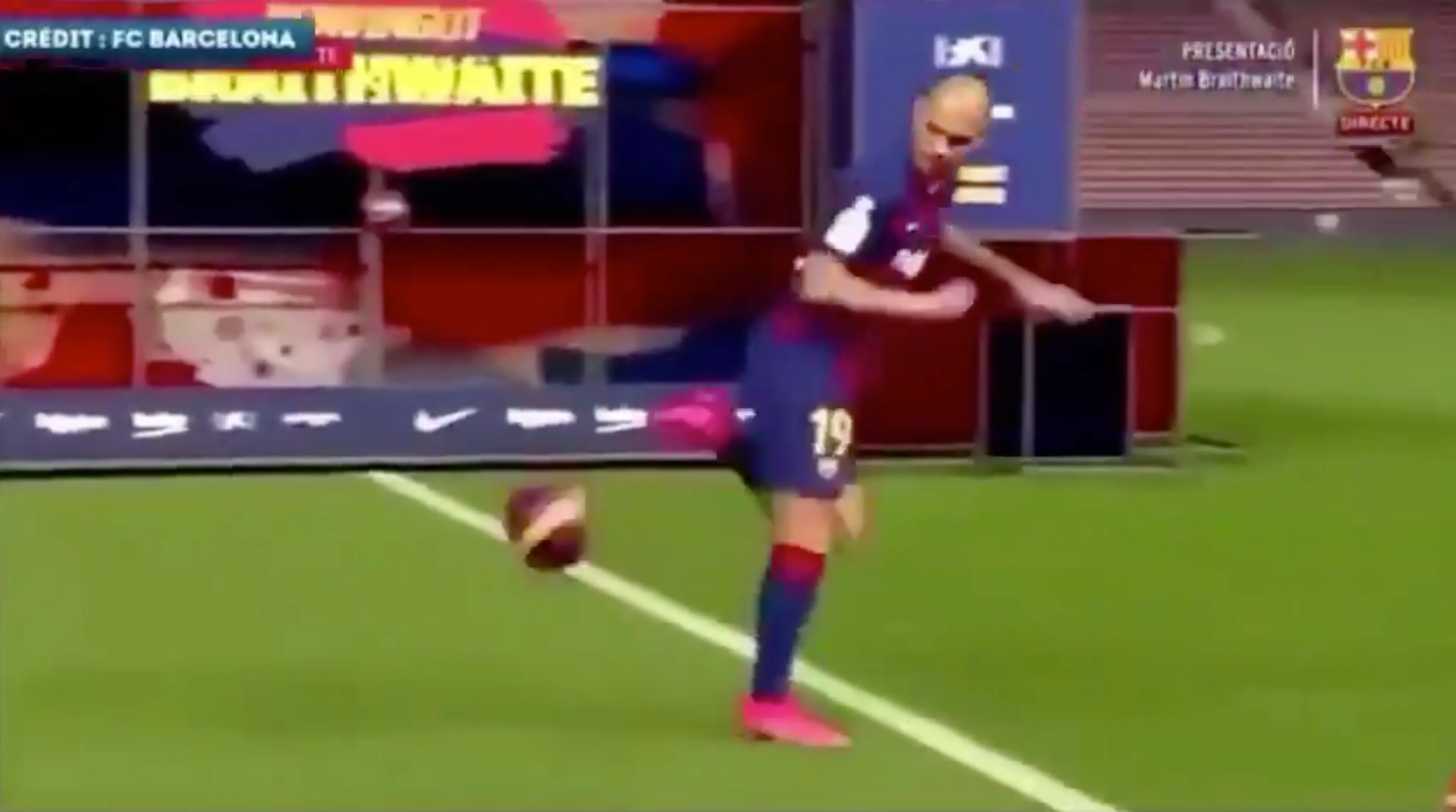 FC Barcelona-aanwinst Braithwaite maakt indruk tijdens presentatie ðŸ˜ðŸ˜
