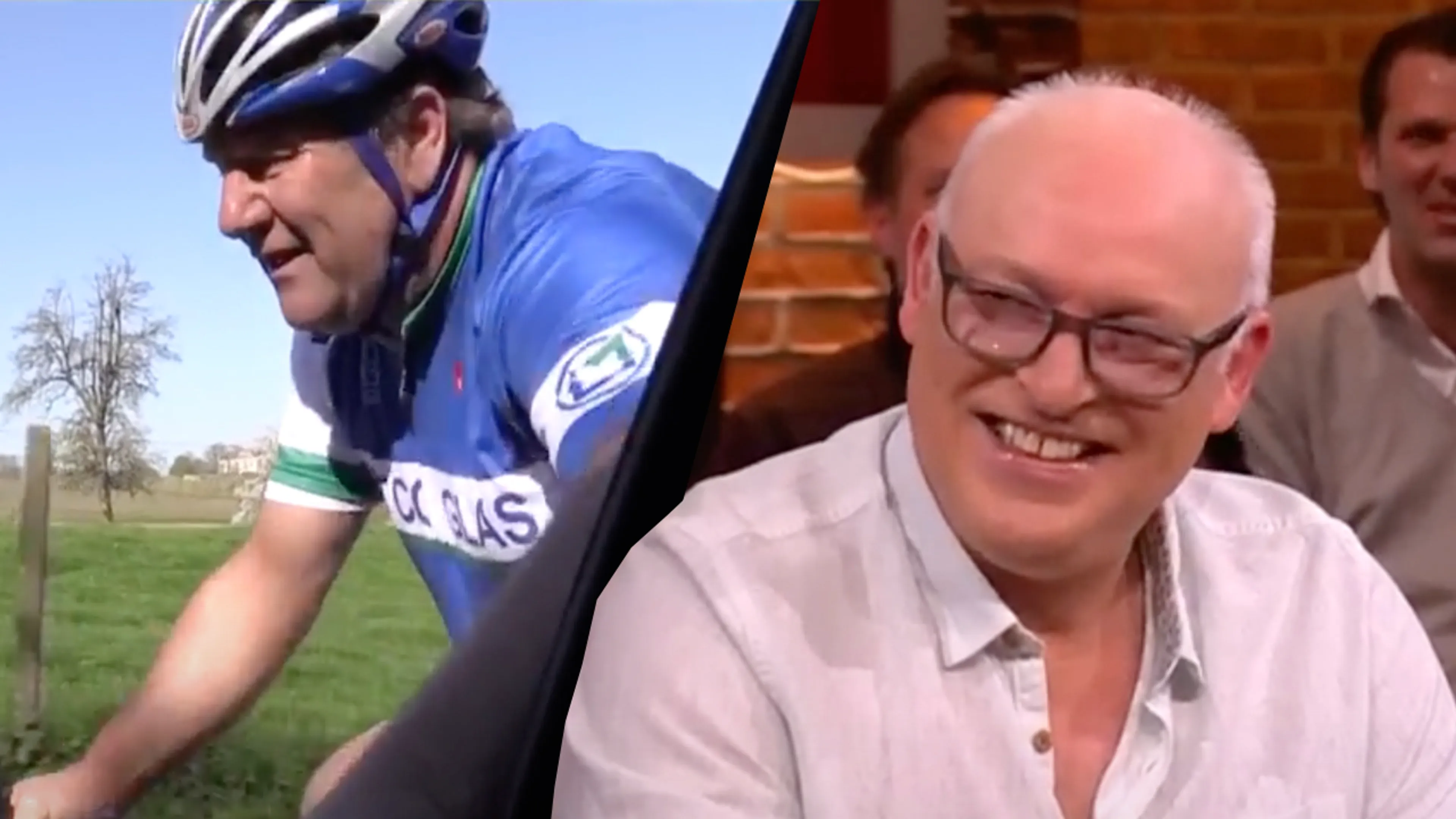 Classic: Vandaag Inside-trio ziet Jan Boskamp van zijn fiets vallen: 'Levensgevaarlijk!'