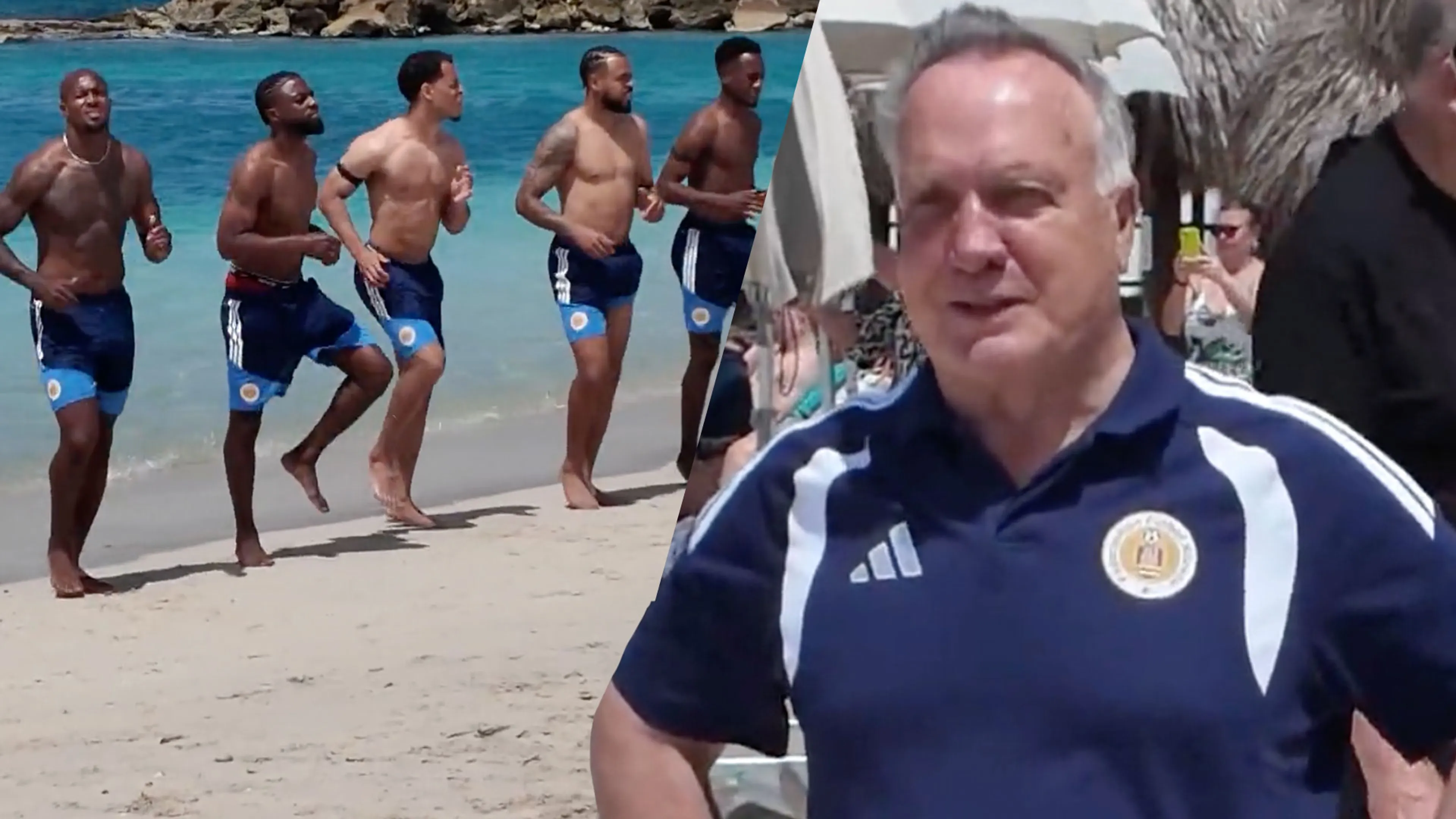 Video: selectie Curaçao traint op het strand in aanloop naar uitzwaaiwedstrijd tegen Aruba