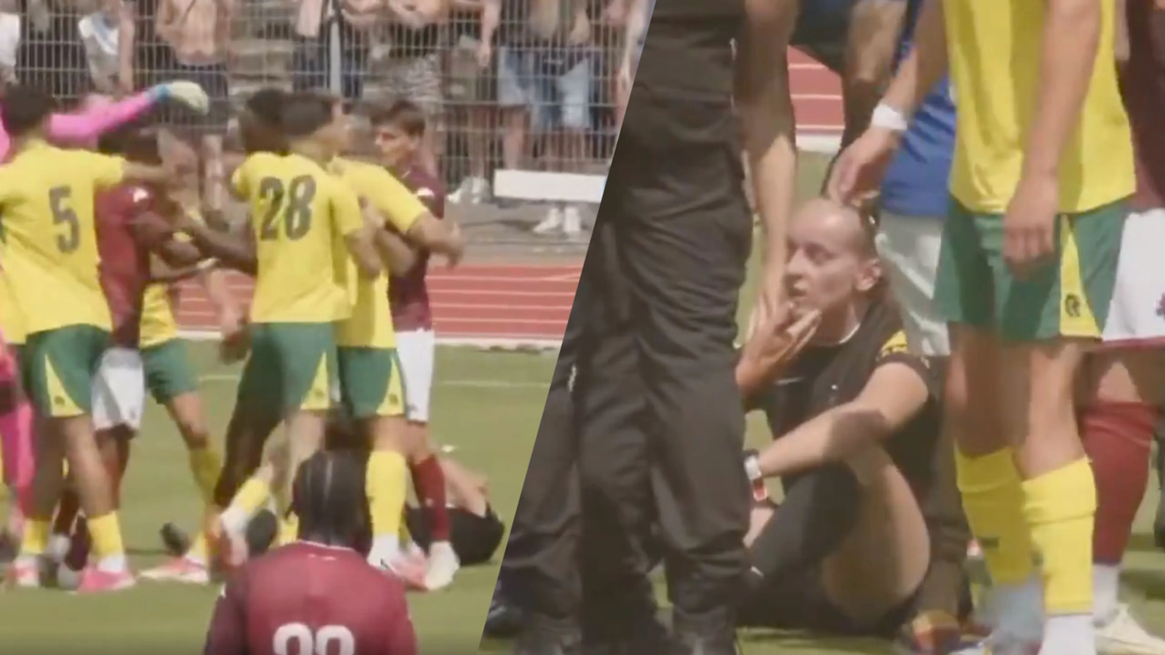 Vrouwelijke scheidsrechter loopt hersenschudding op tijdens oefenduel Fortuna Sittard