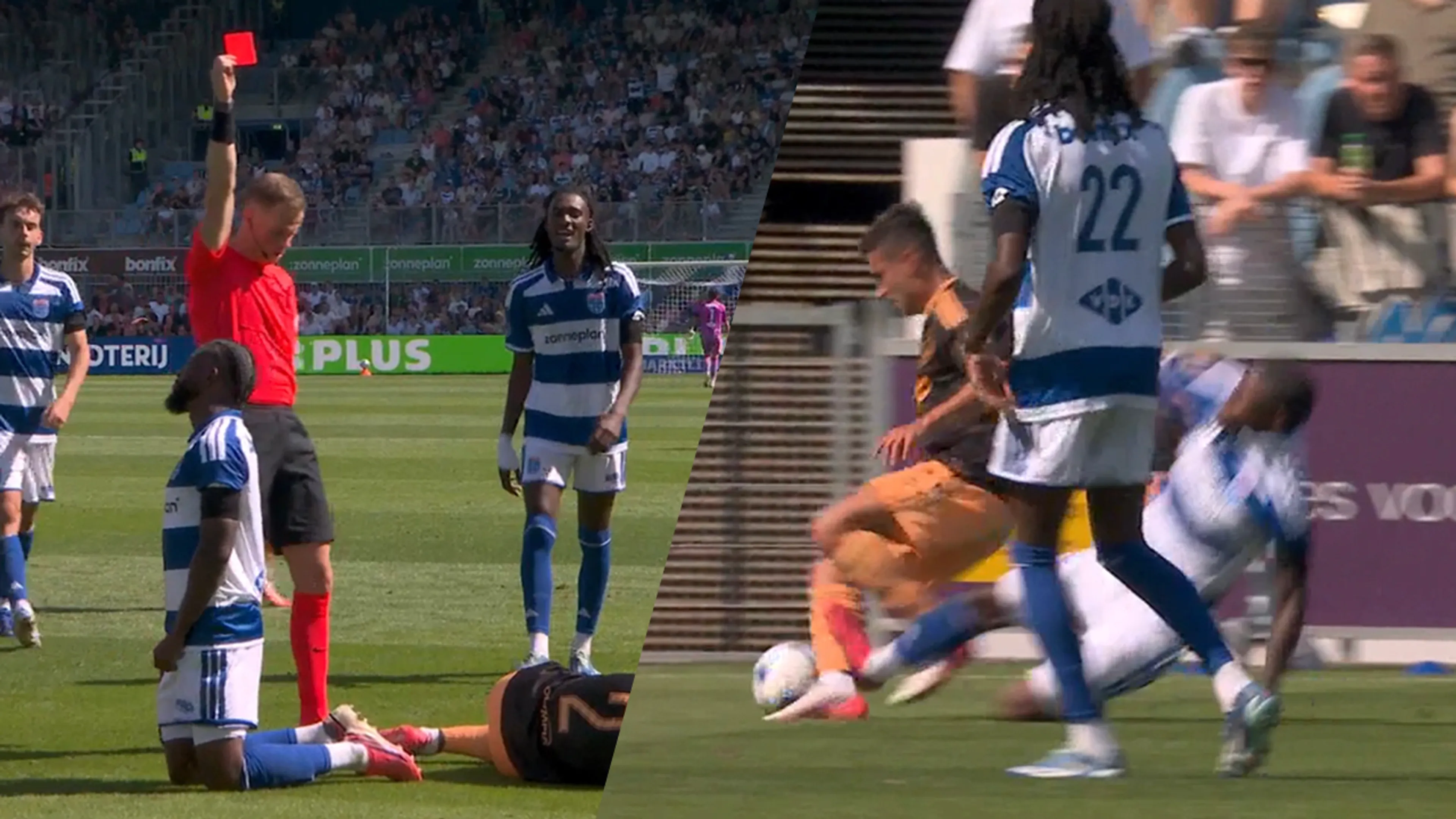 Video: PEC Zwolle verder met tien man tegen Ajax na rode kaart voor snoeiharde tackle