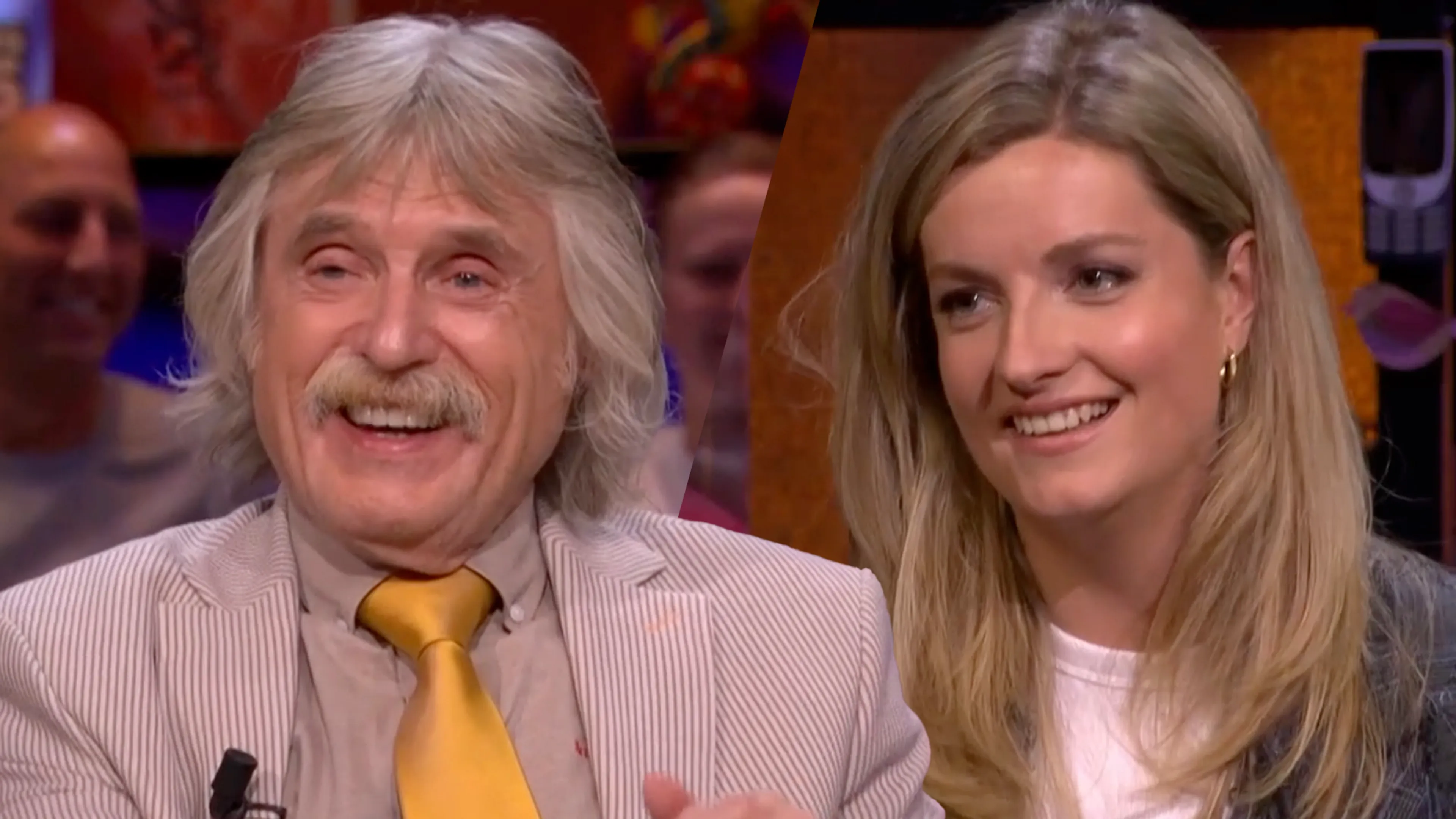 Johan Derksen hoort dat Merel Ek tegen hem ingaat: 'Wilfred, dit moet niet te vaak voorkomen!'