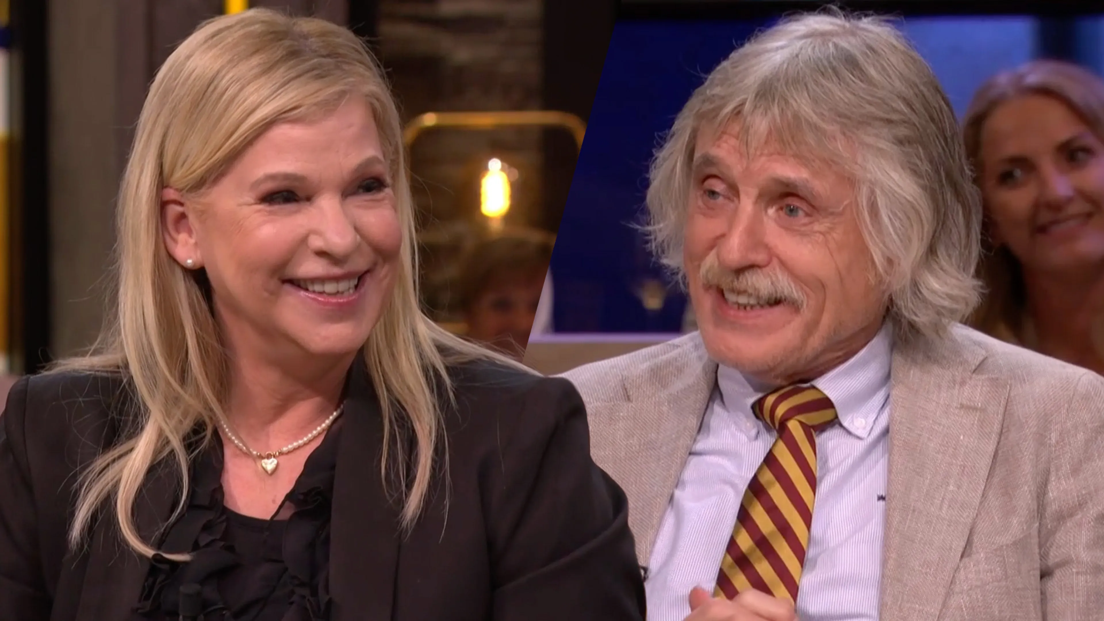 Johan Derksen onder de indruk van dialect Tina Nijkamp: 'Heel goed dat je dat gewoon doet!'