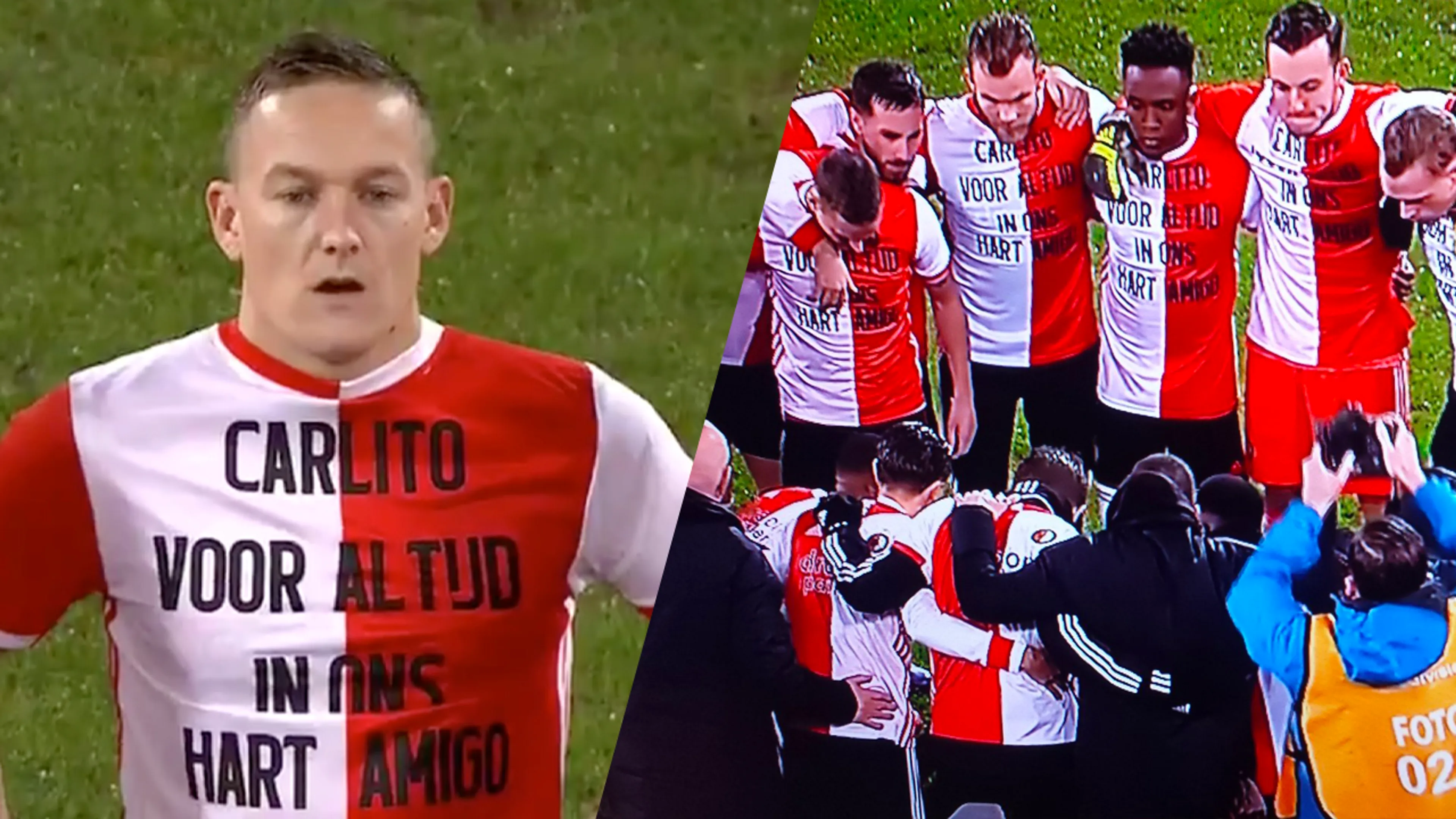 Prachtig: Feyenoord-spelers eren overleden materiaalman Carlo de Leeuw (59)