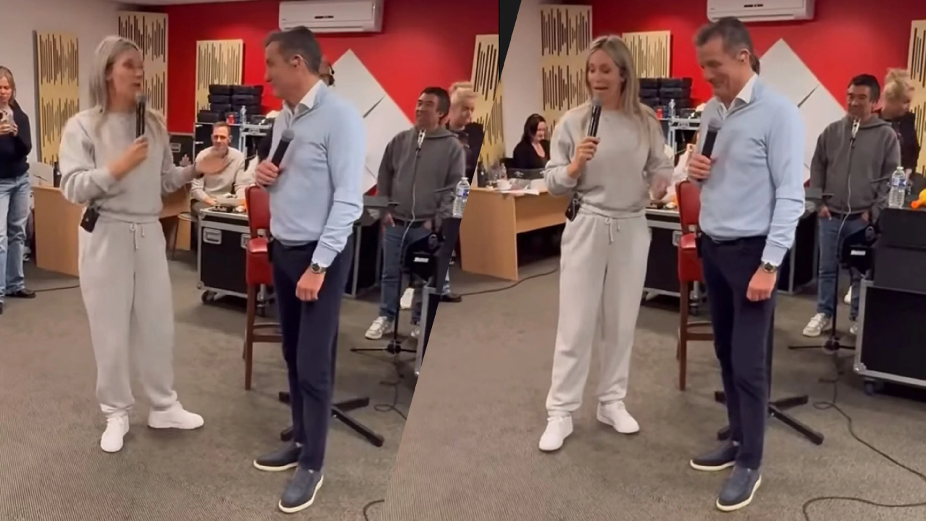 Zien: Hélène repeteert met John de Bever voor optreden bij De Bevers Vieren Kerst