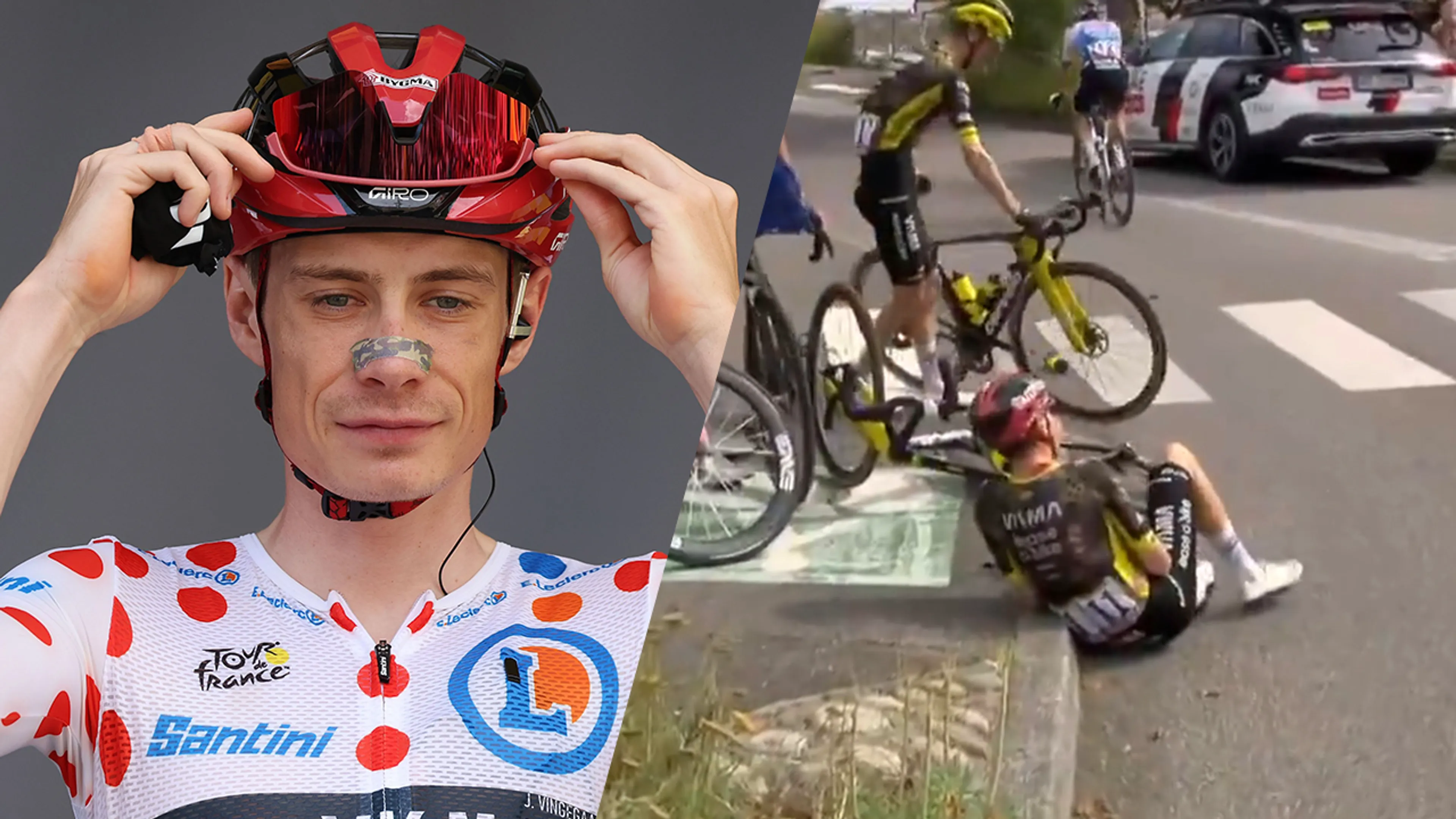 Video: Jonas Vingegaard valt na zware val uit in vijftiende etappe en verlaat Tour de France