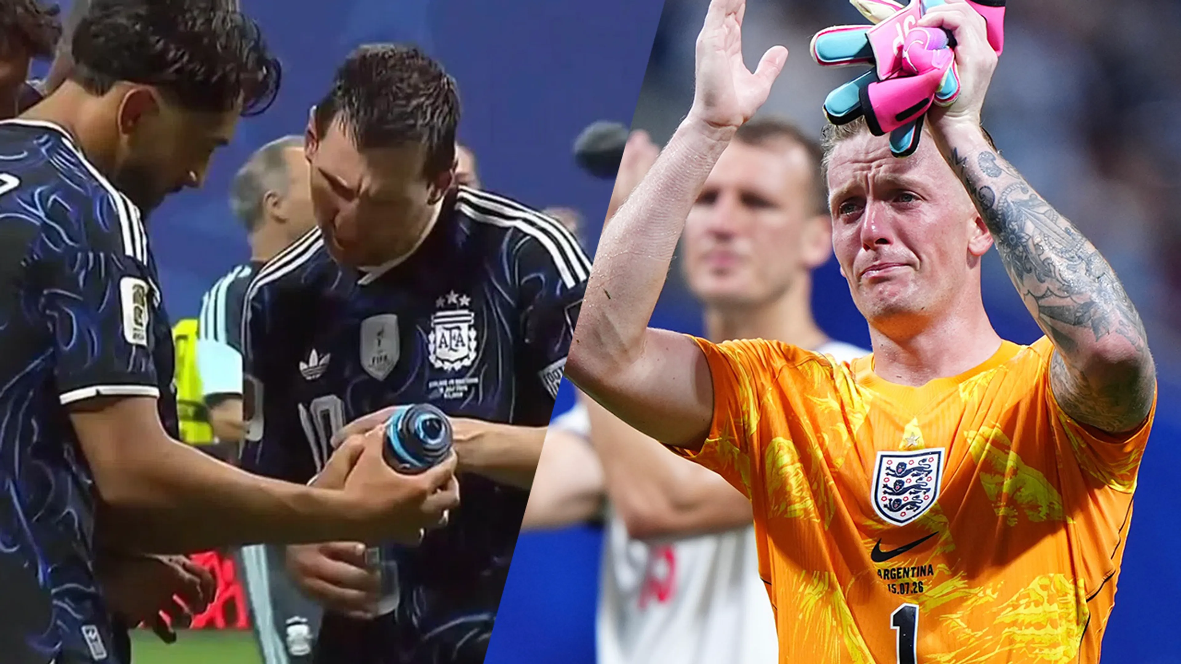 Video: Argentijnen lachen na vinden van 'penaltybidon' Engeland-doelman Jordan Pickford 