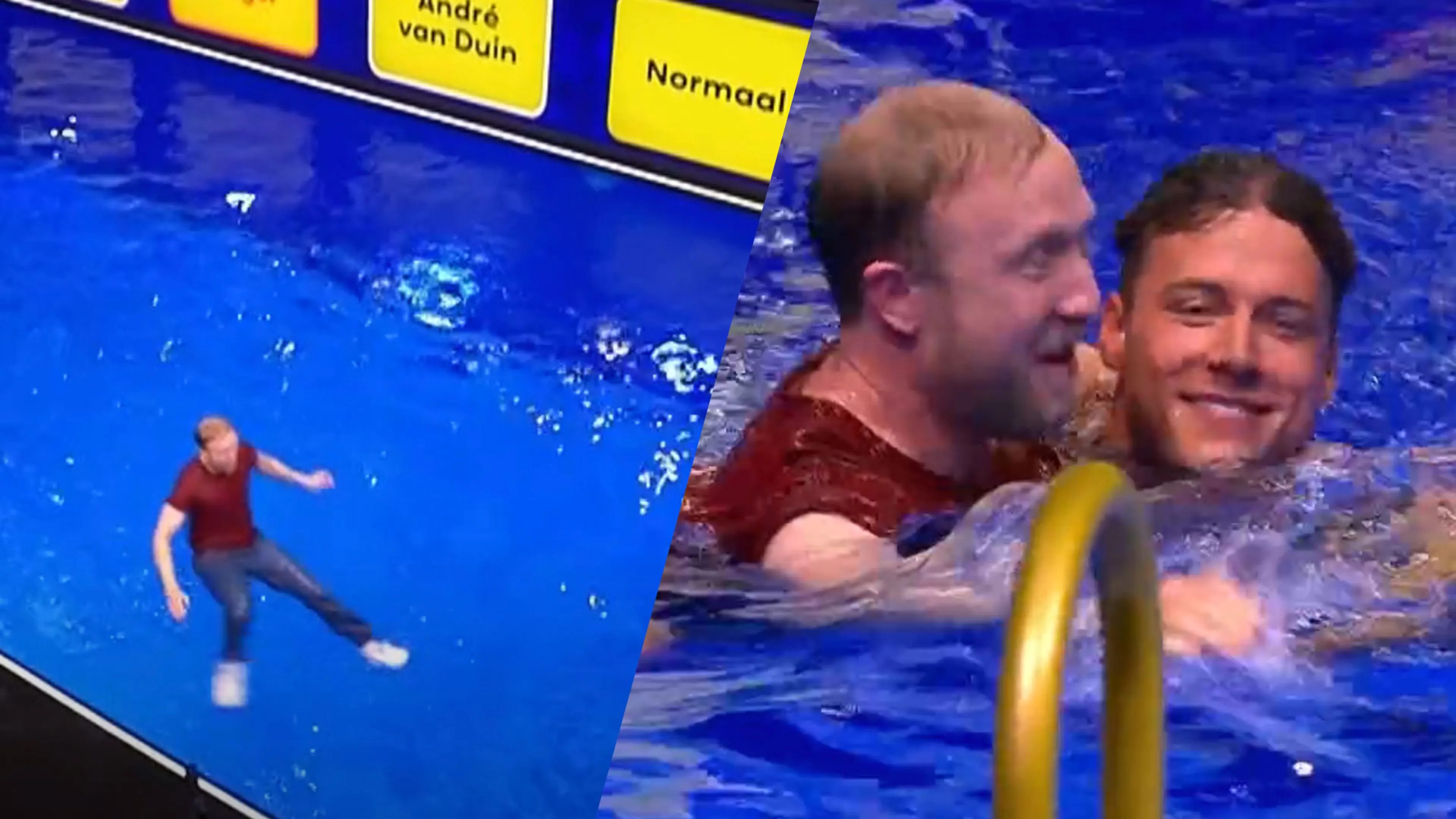 Raymond Mens laat zich bewust in water vallen om gered te worden door lifeguard