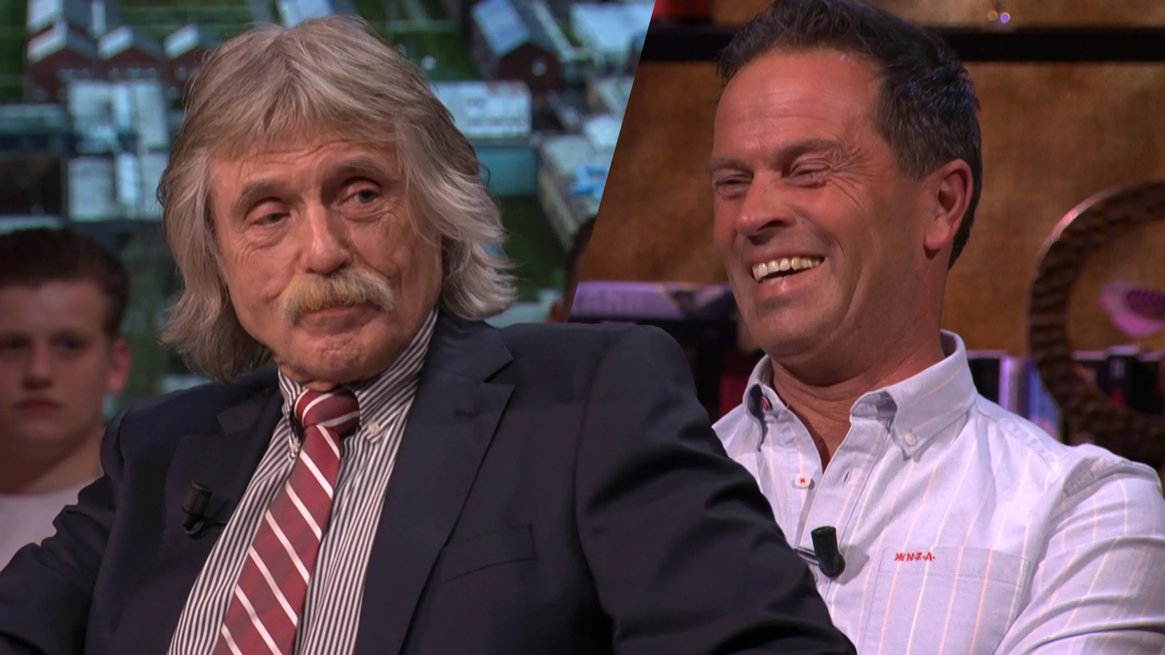 Bas Nijhuis kan zijn lach niet inhouden na grap Johan: 'Hij kan niet fluiten, maar...'