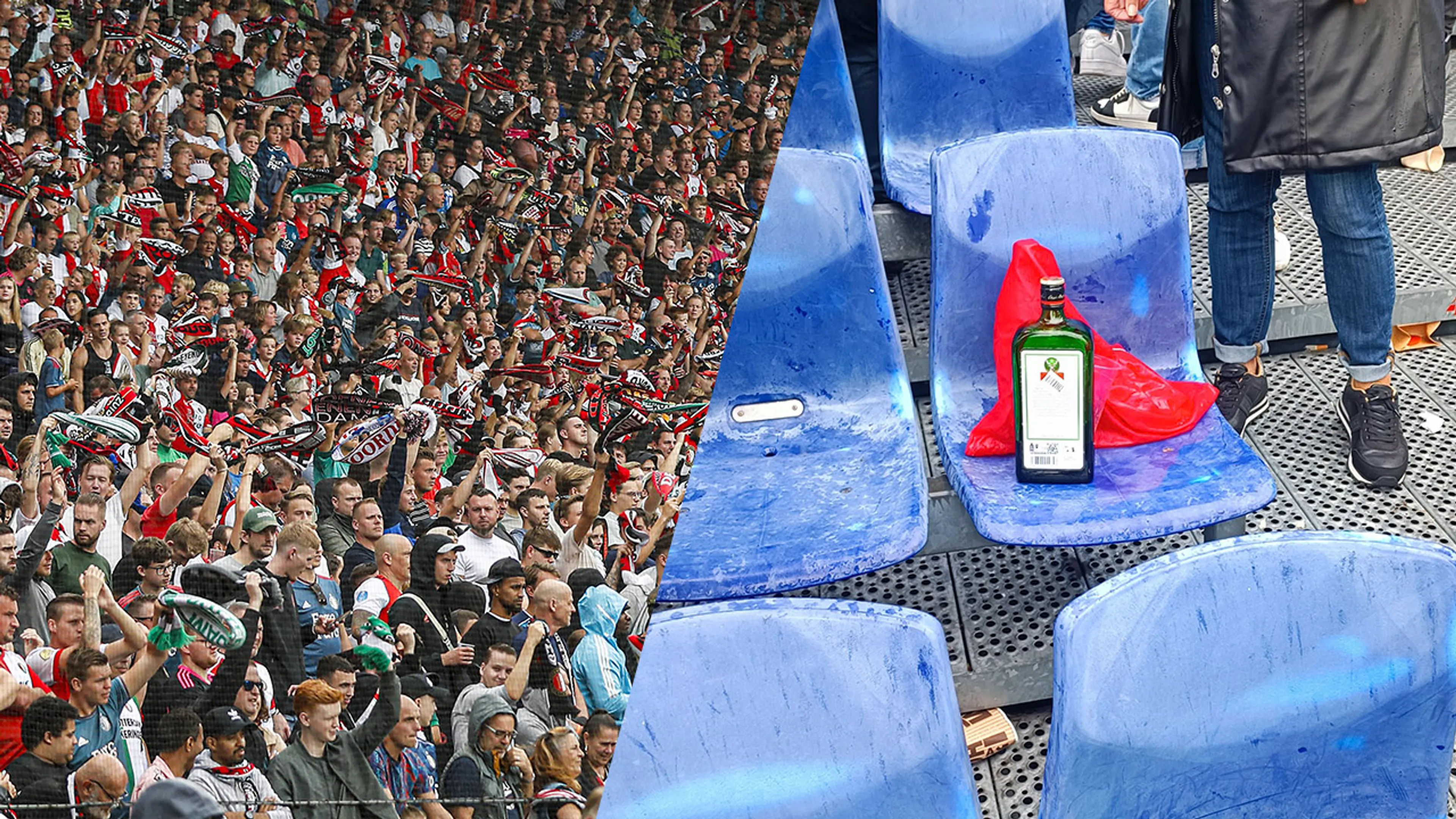 Feyenoord-fan krijgt fles Jägermeister mee De Kuip in: 'Hoe krijg je dit mee?'