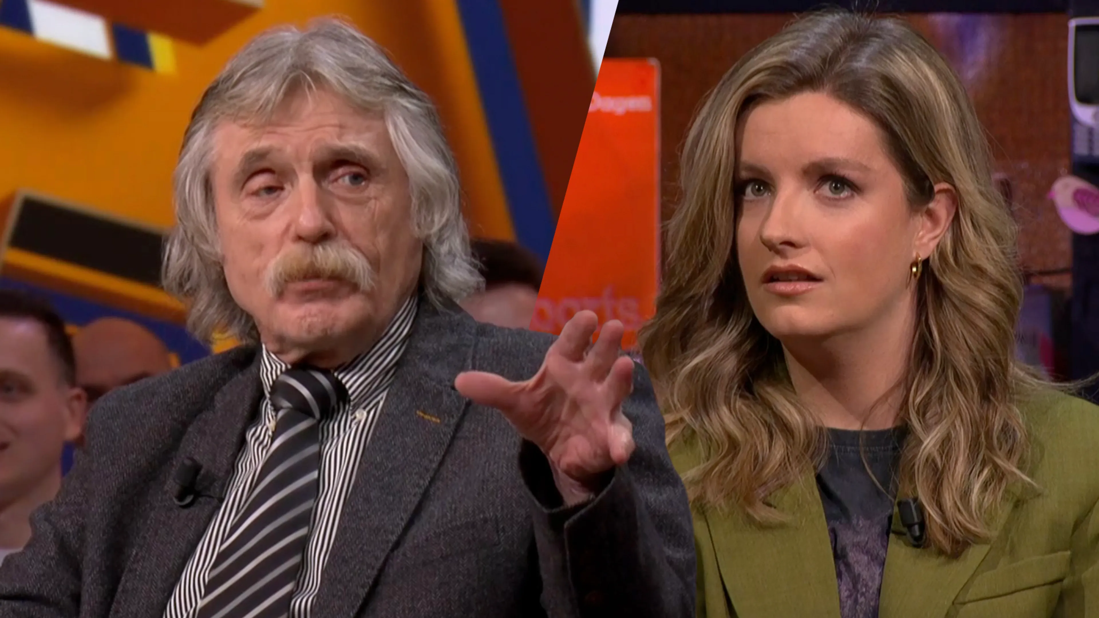 Johan Derksen tegen Merel Ek: 'Het is misschien een rare vraag van een man, maar...'