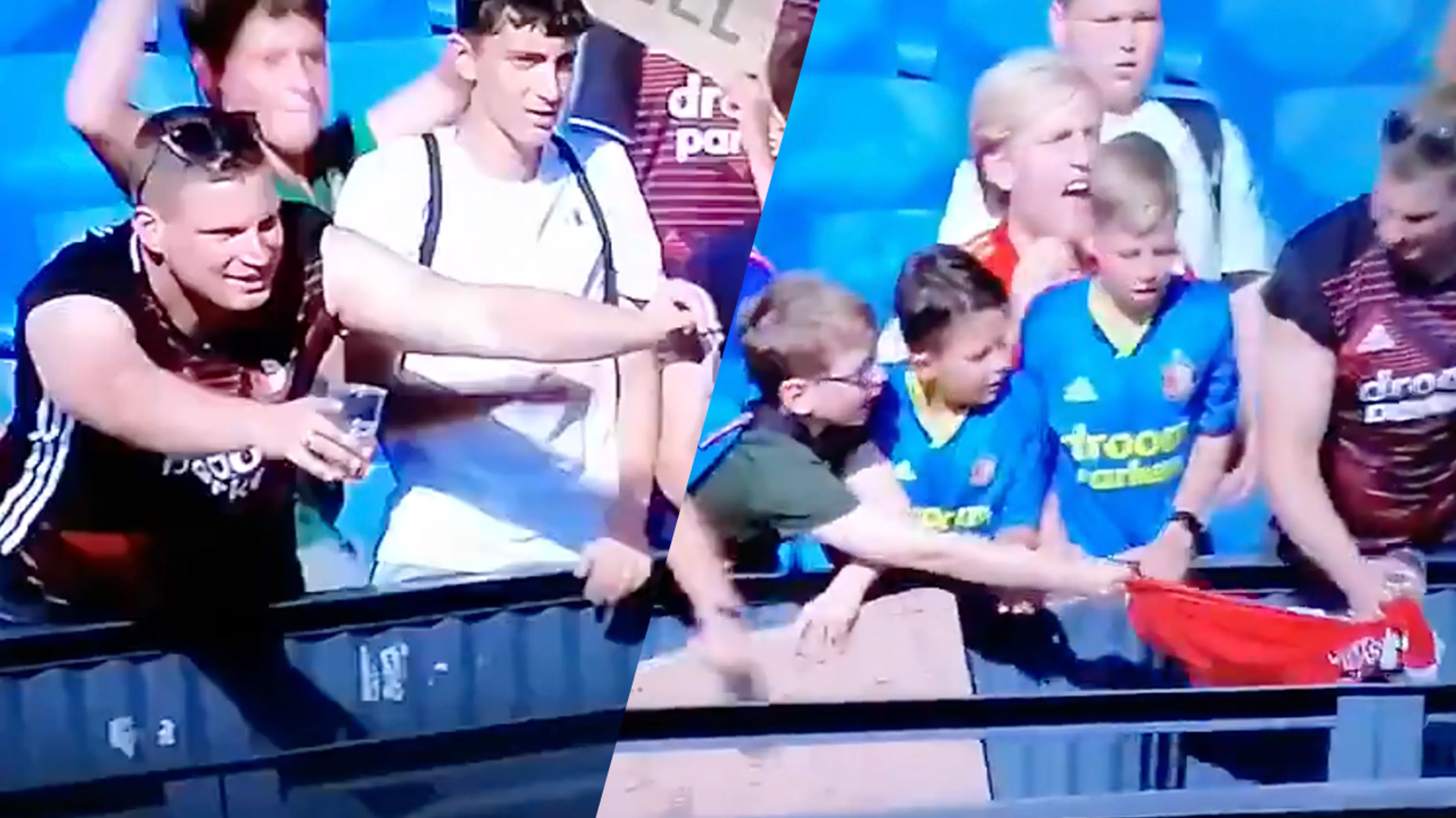 ZIEN: Feyenoord-supporter pakt wedstrijdshirt af van jonge fan