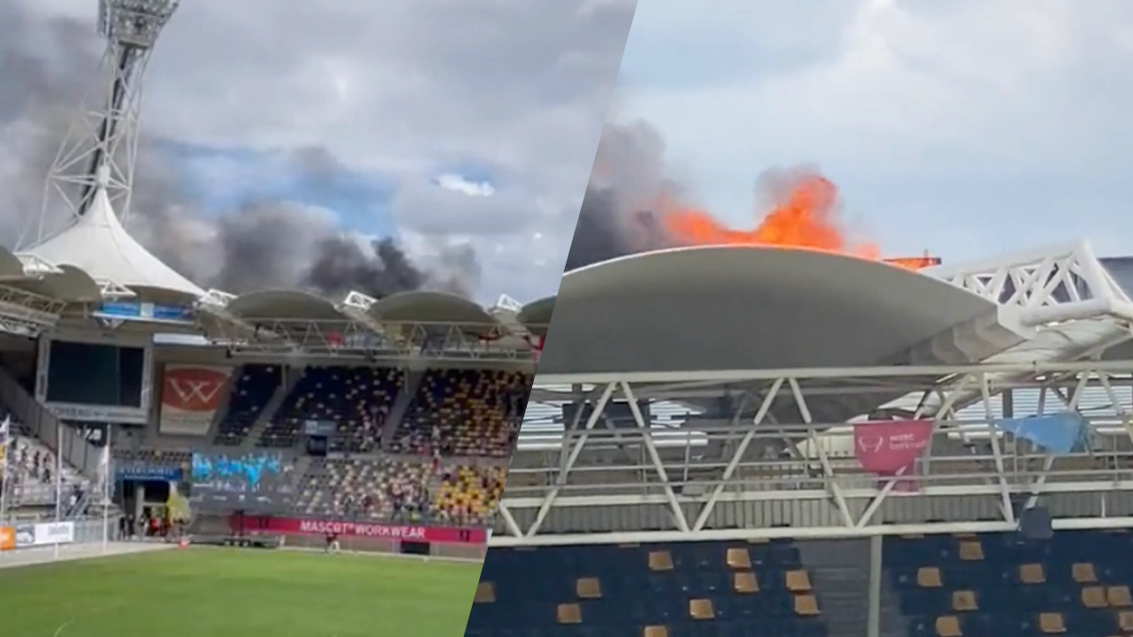 Brand uitgebroken naast Roda-stadion: deel Parkstad Limburg Stadion ontruimd