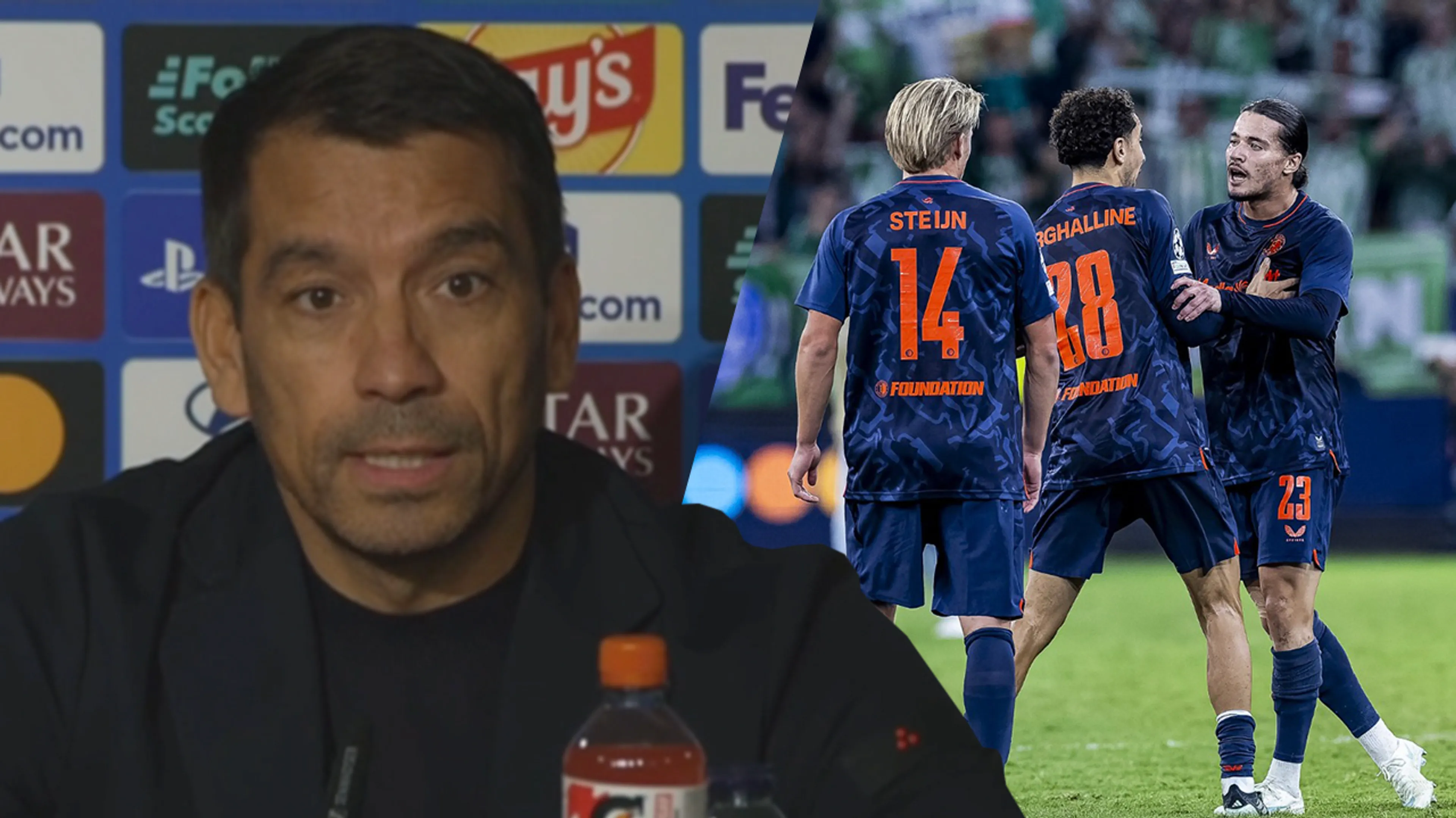Van Bronckhorst reageert op ruzie tussen Steijn en Hadj Moussa na Real Betis-Feyenoord