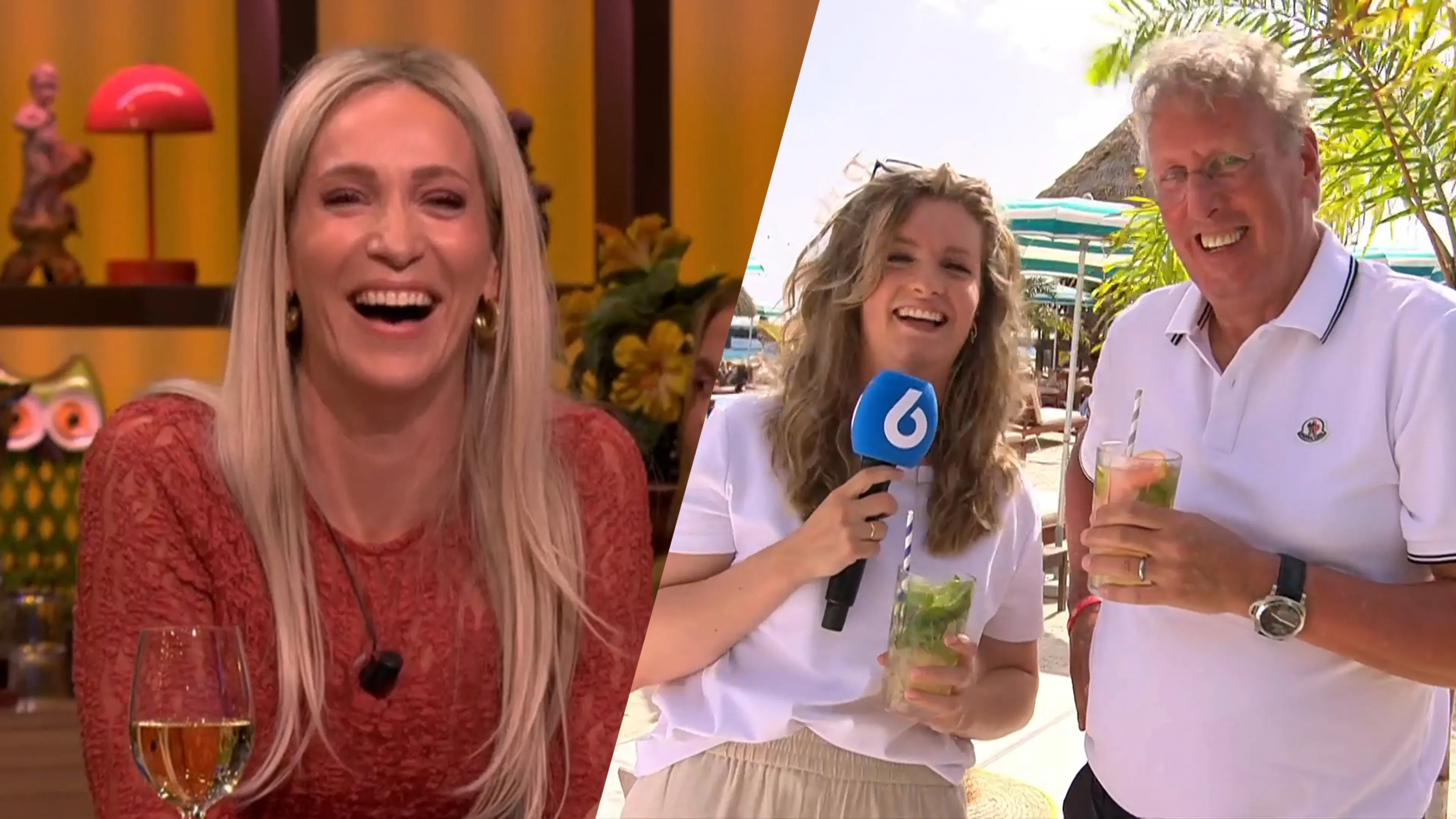 Merel Ek in videocall met Chris Woerts op Curaçao: 'Ik krijg op mijn flikker als ik dit laat zien!'