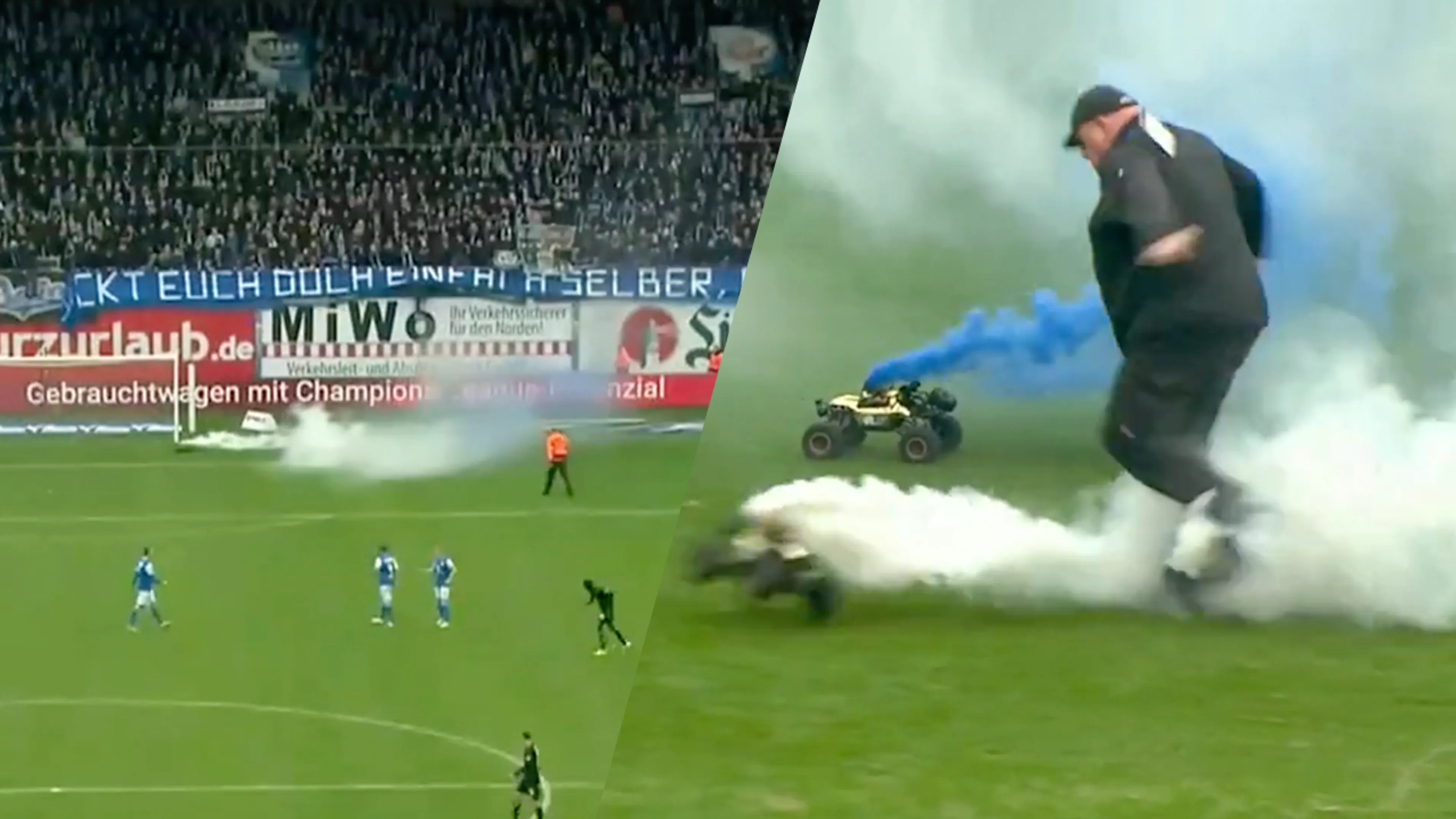 Protesten in Duitsland gaan door: supporters sturen auto's met rookbommen veld op