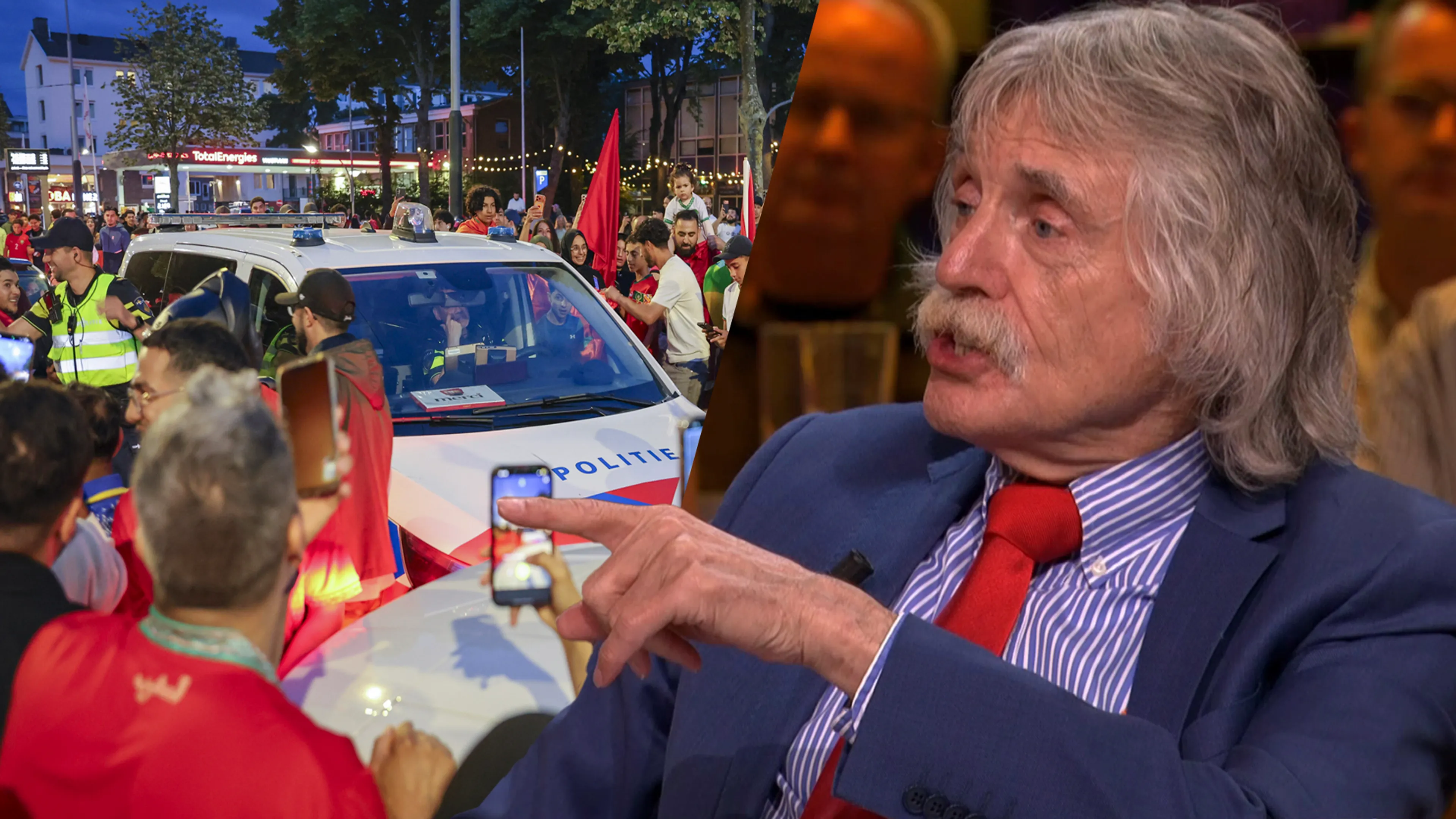 Johan Derksen hekelt Amsterdamse politie na rellen rond WK-duels van Marokko: 'Ze gaan met ze op de foto!'
