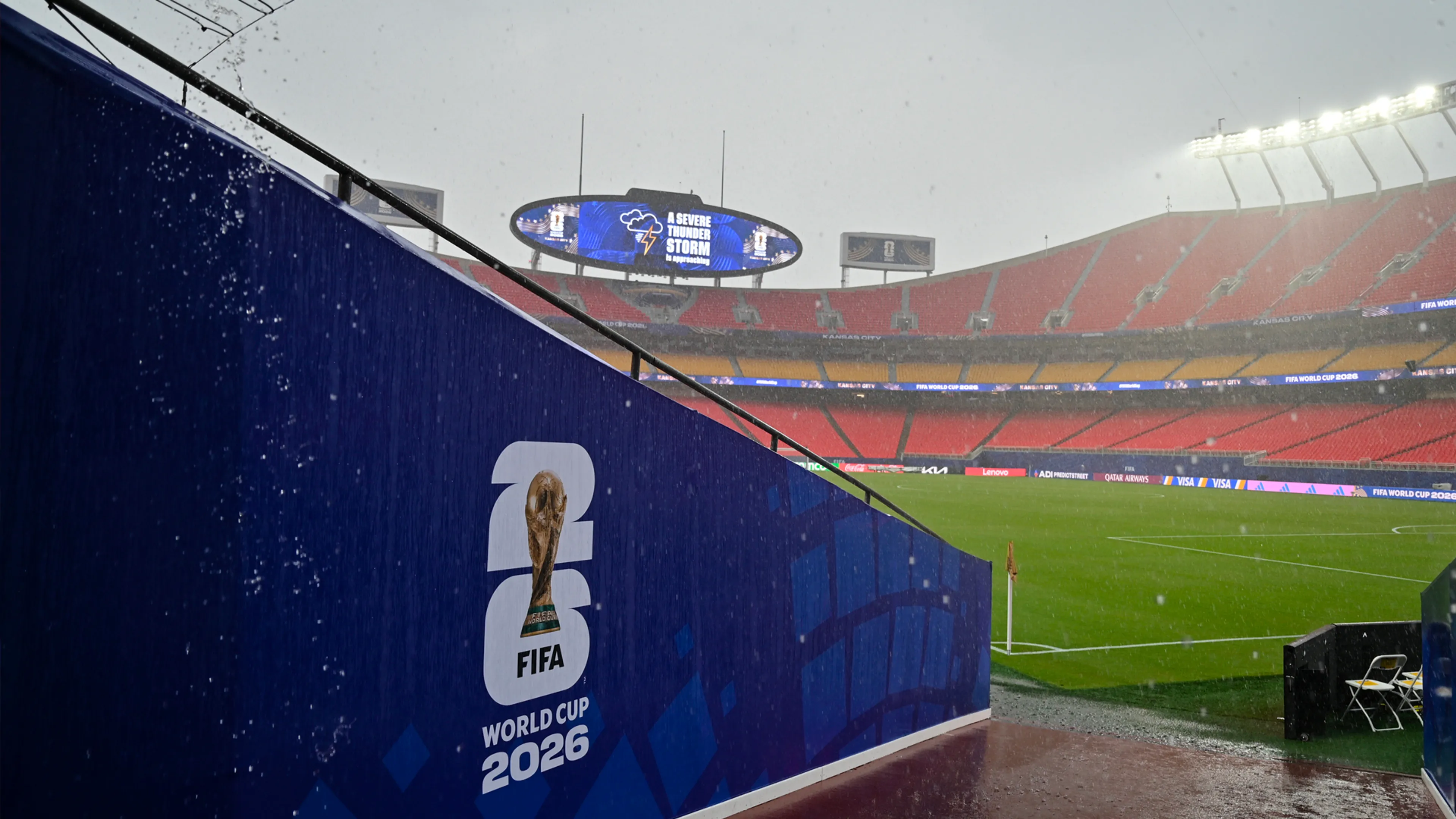 Onweer in Kansas aantal uur voor WK-duel Oranje; fans mogen stadion niet in