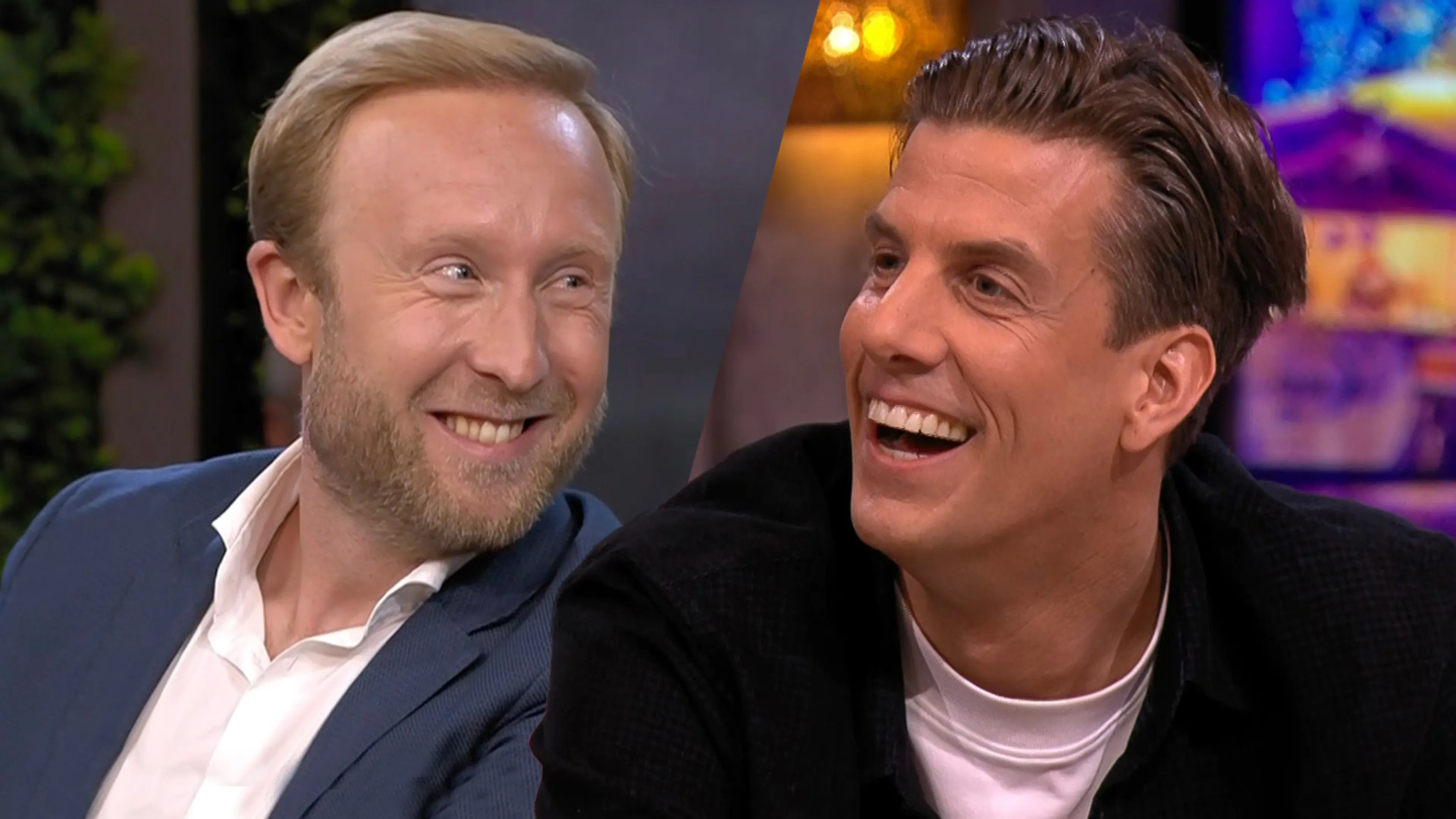 Raymond Mens en Rob Kemps donderdagavond aan de bar bij Vandaag Inside Oranje