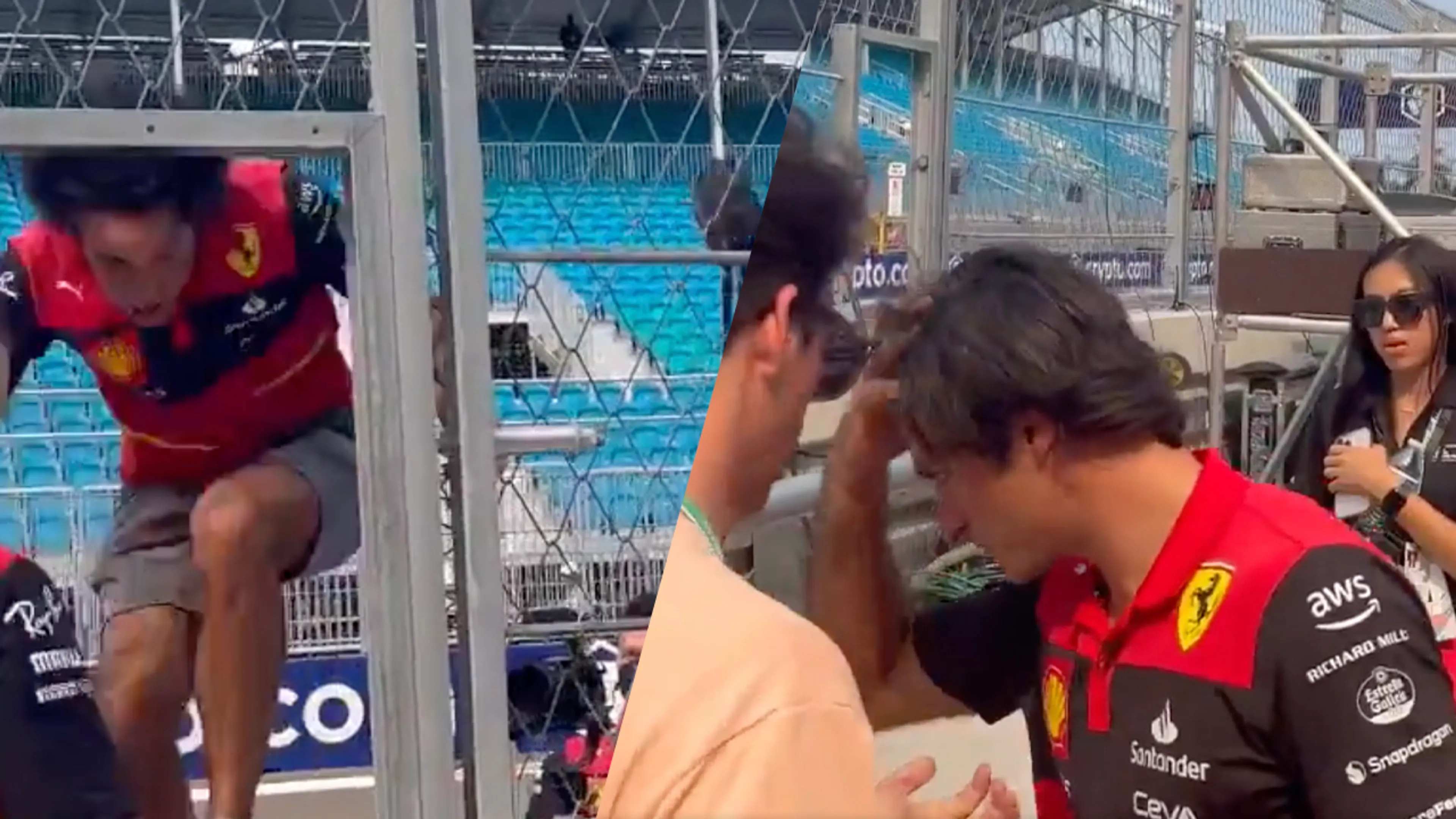 Auw! F1-coureur Carlos Sainz stoot hoofd in pitstraat op circuit van Miami