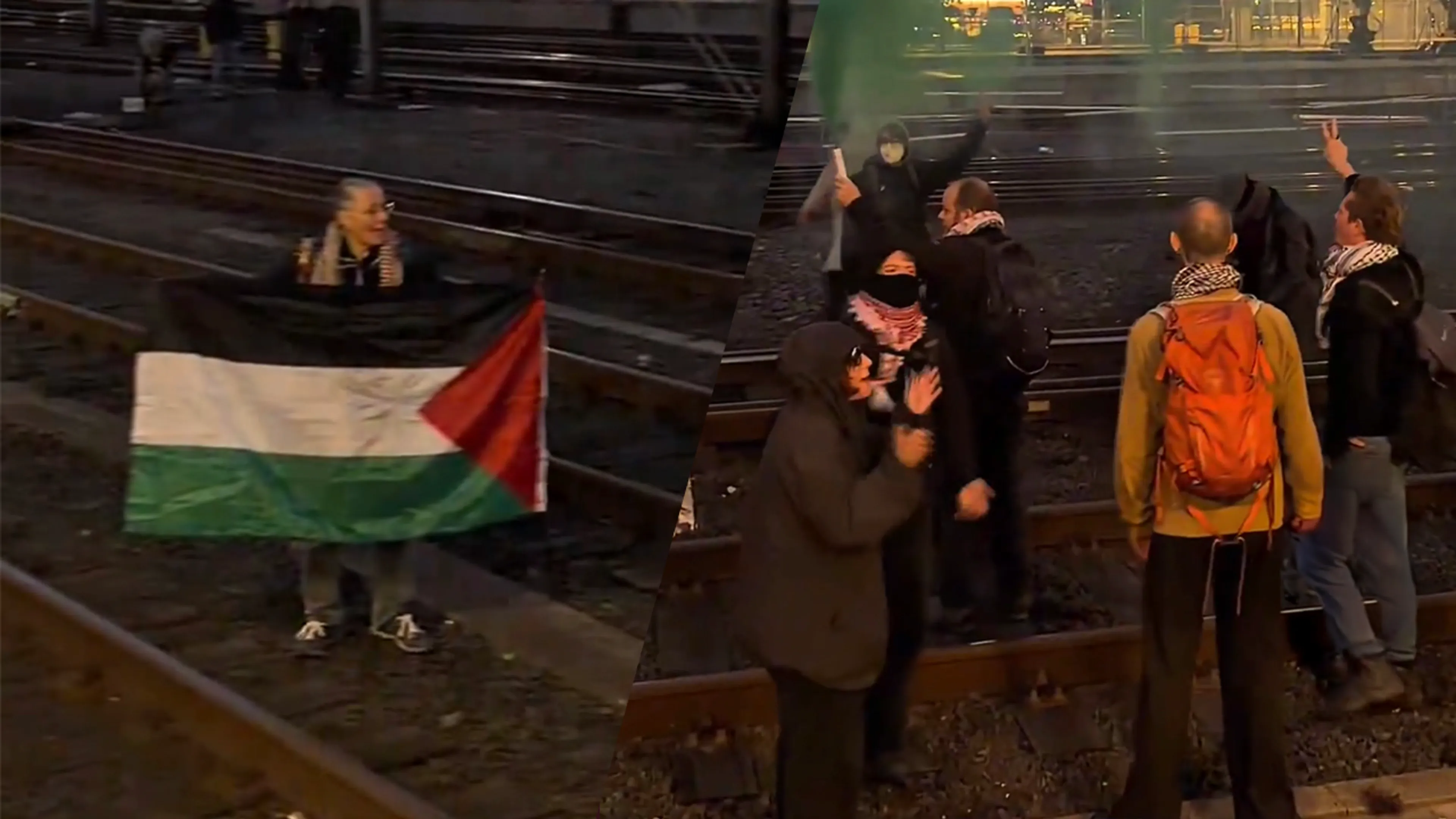 Pro-Palestijnse activisten lopen spoor op bij Amsterdam Centraal