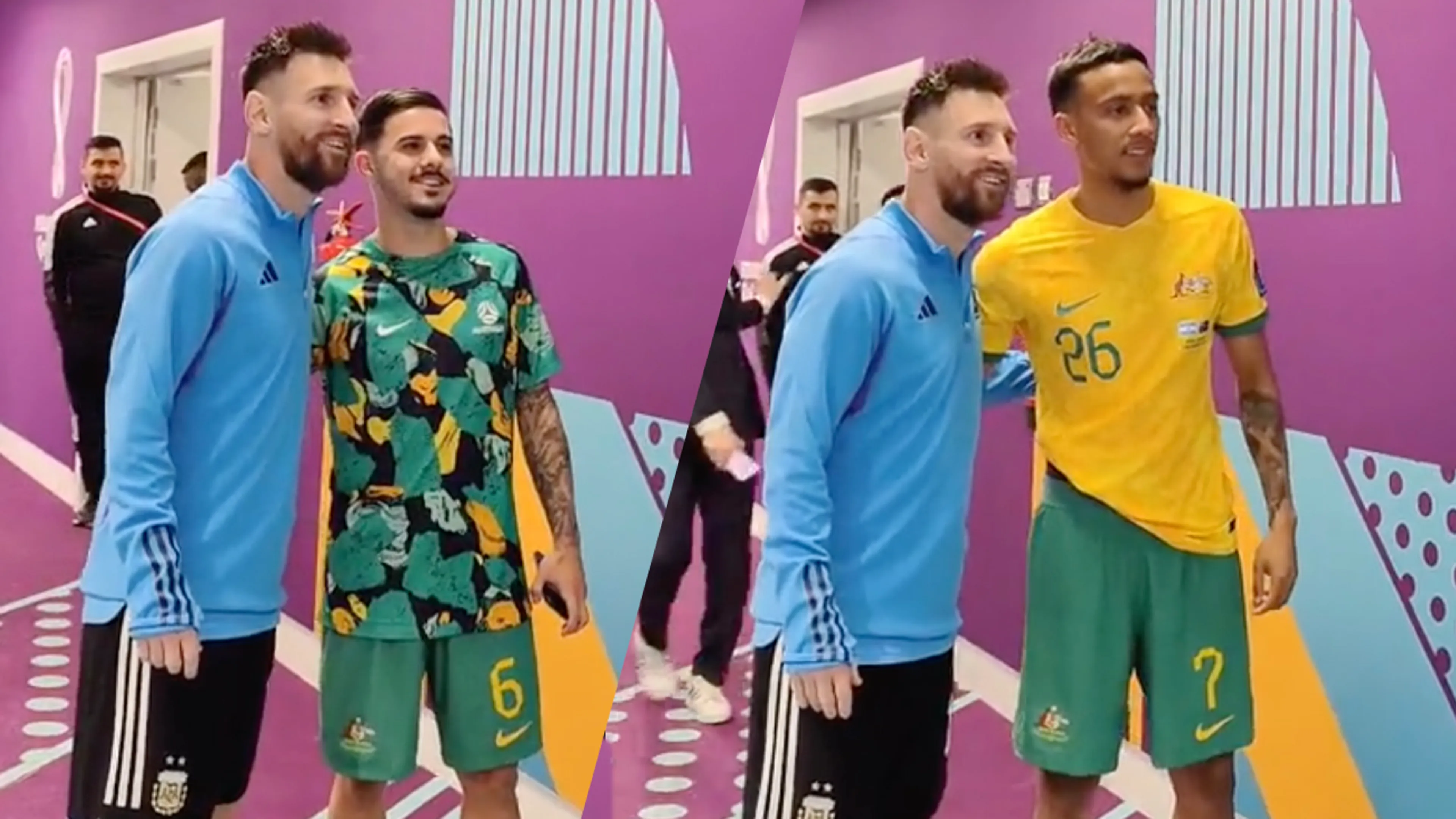 Video: Australische spelers willen op de foto met Messi net na uitschakeling op WK