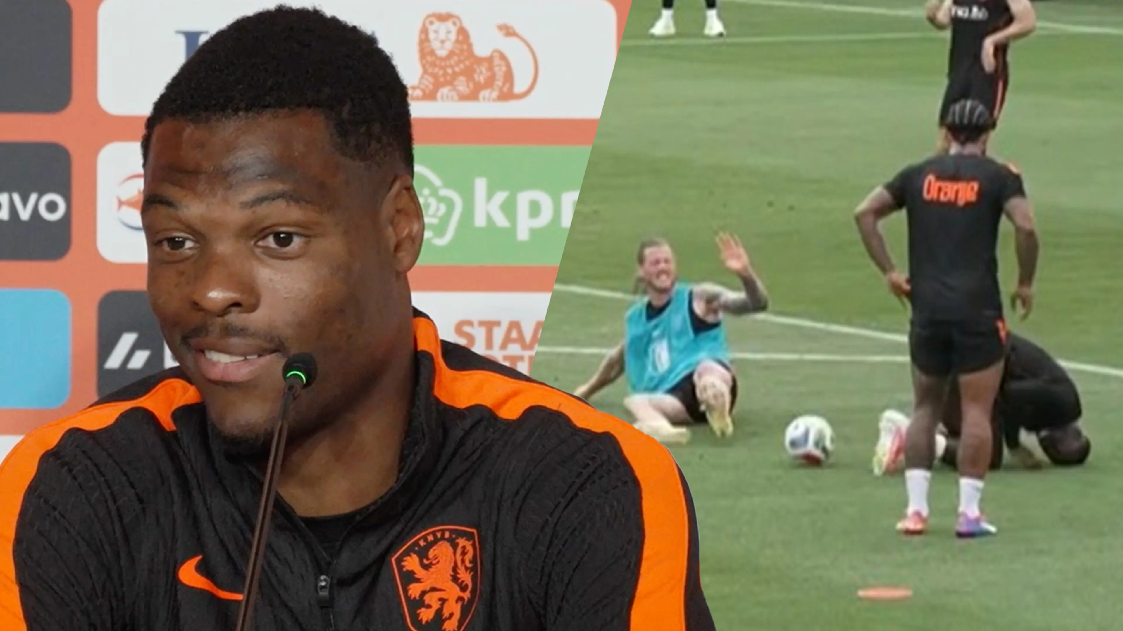 Dumfries over ophef rond overtreding Weghorst op Oranje-training: 'Hele normale trainingssituatie'