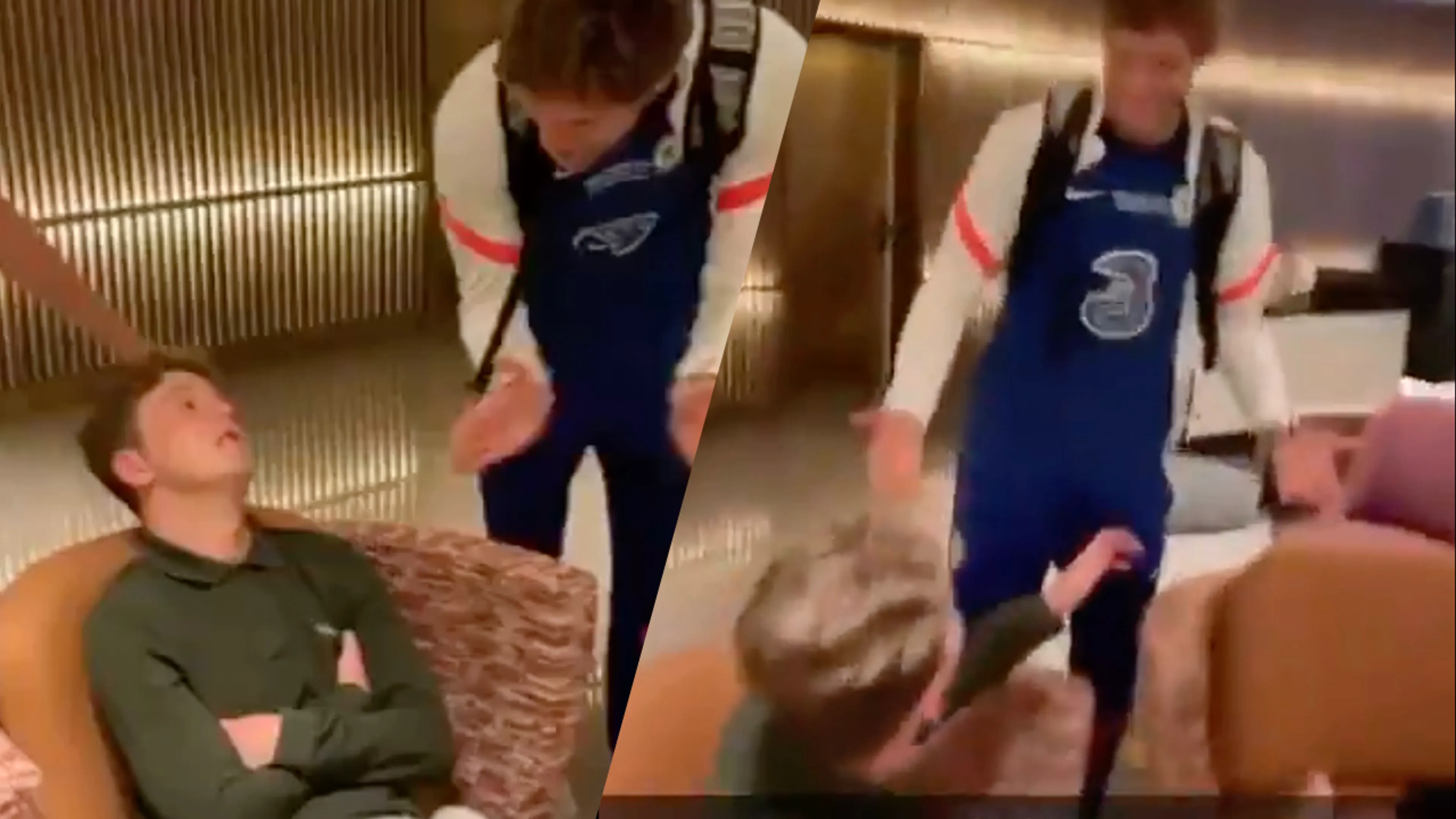 ZIEN: volledig uitgeputte Chelsea-fan wordt verrast door Marcos Alonso 