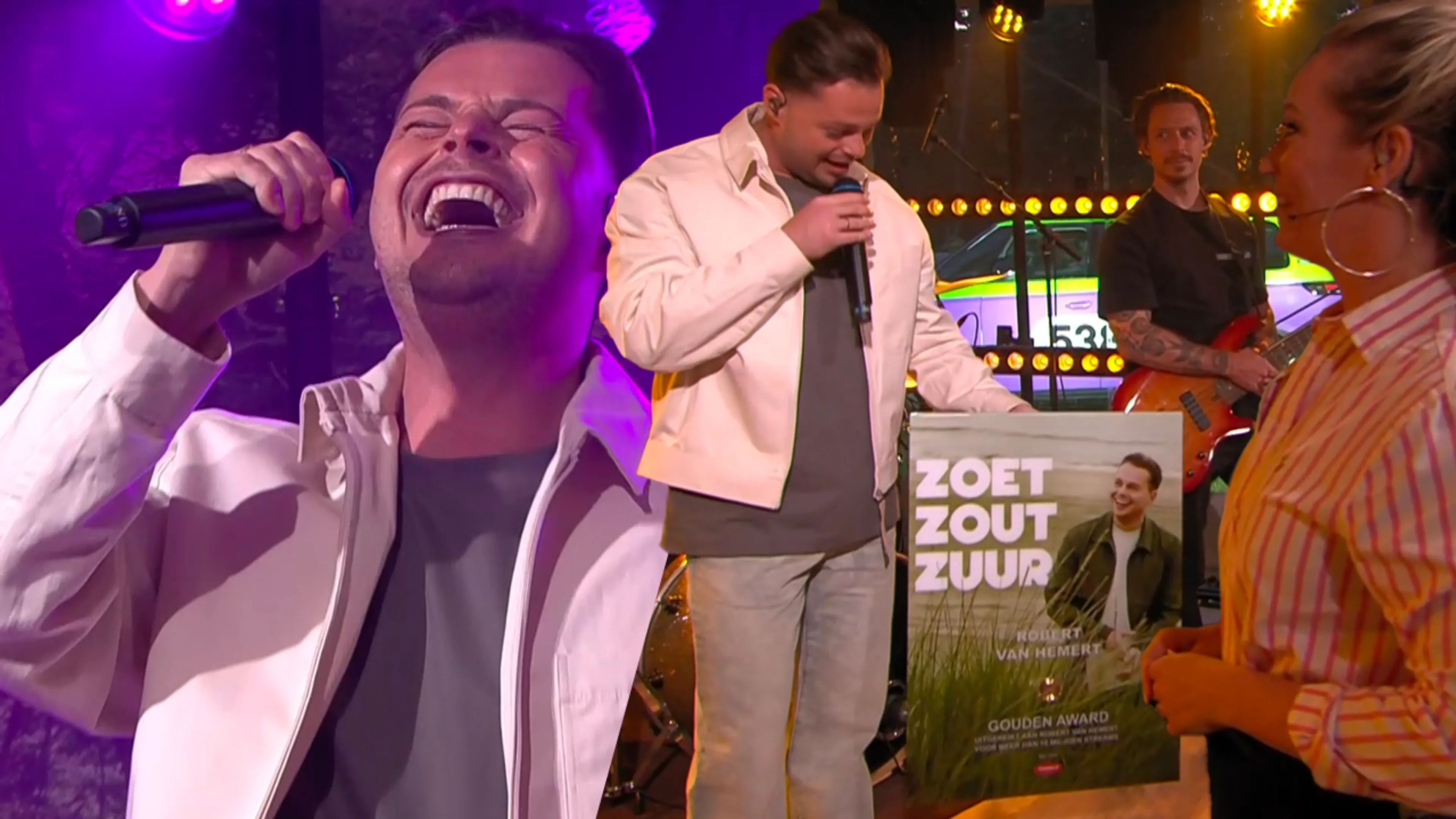 Robert van Hemert opent De Oranjezomer met 'Zoet, zout, zuur' en krijgt gouden plaat van Hélène!