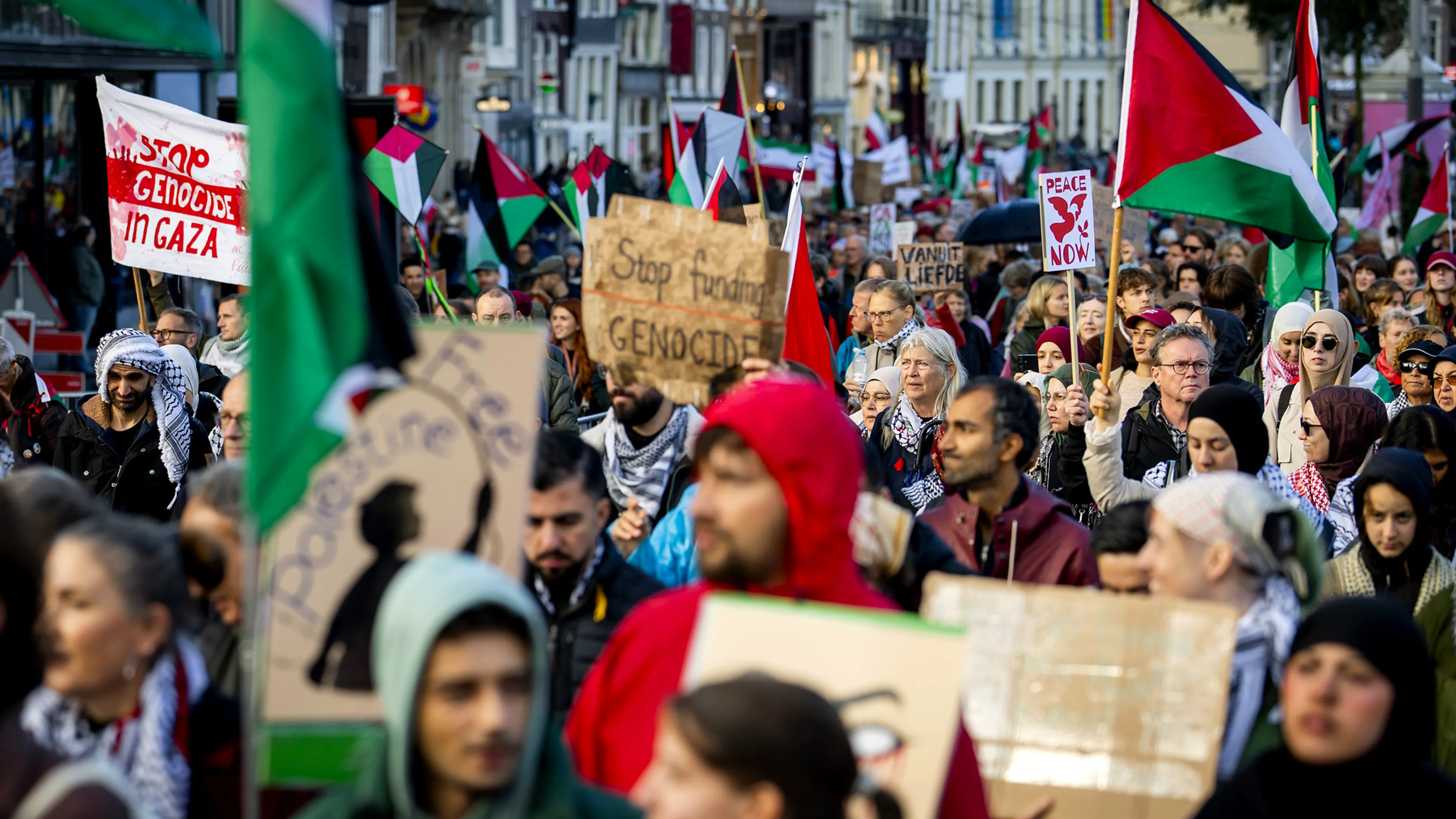 Enkele honderden mensen zondag bij nationaal pro-Palestijns protest op de Dam