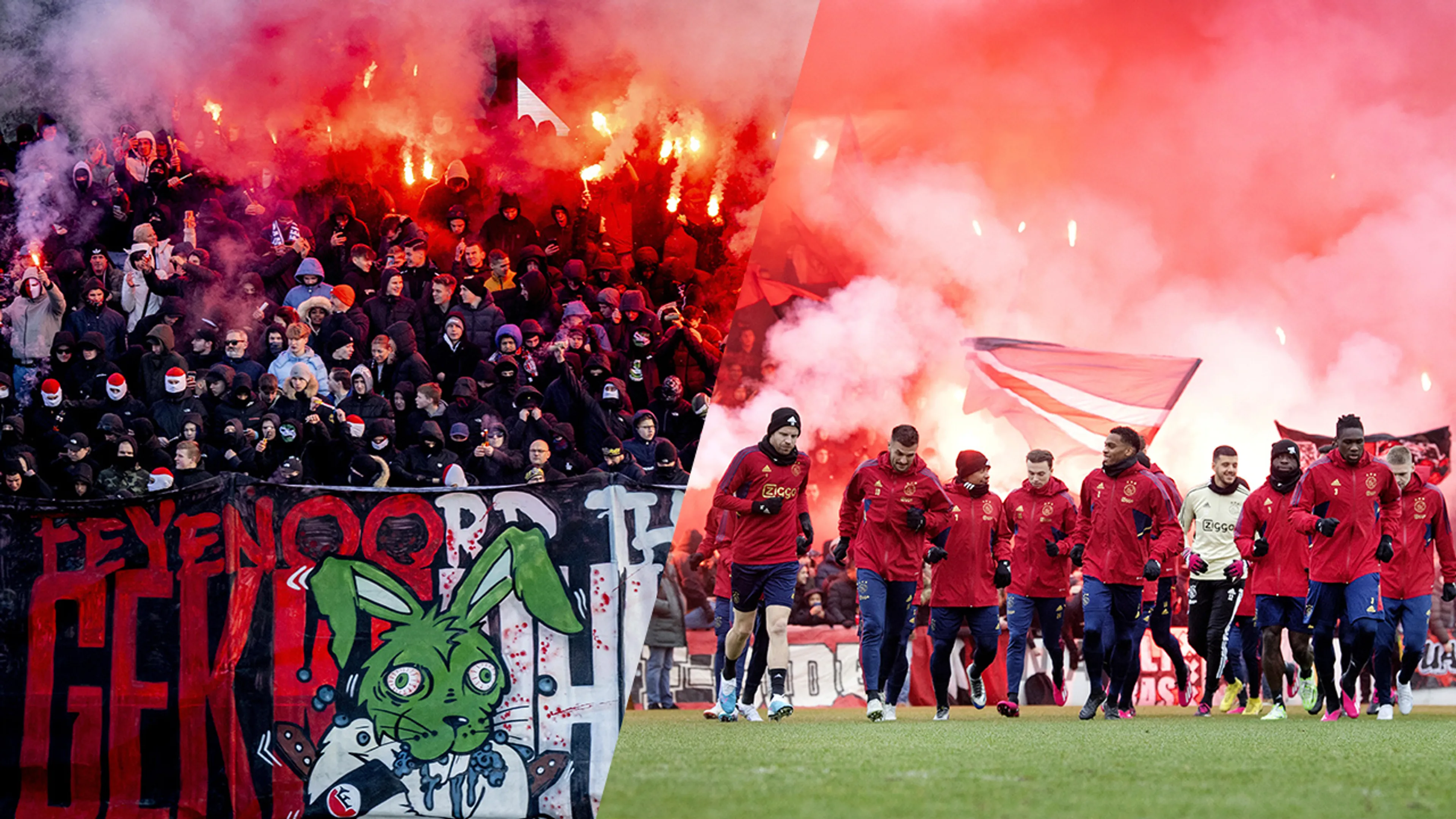 In beeld: Feyenoord en Ajax massaal gesteund op laatste training voor Klassieker