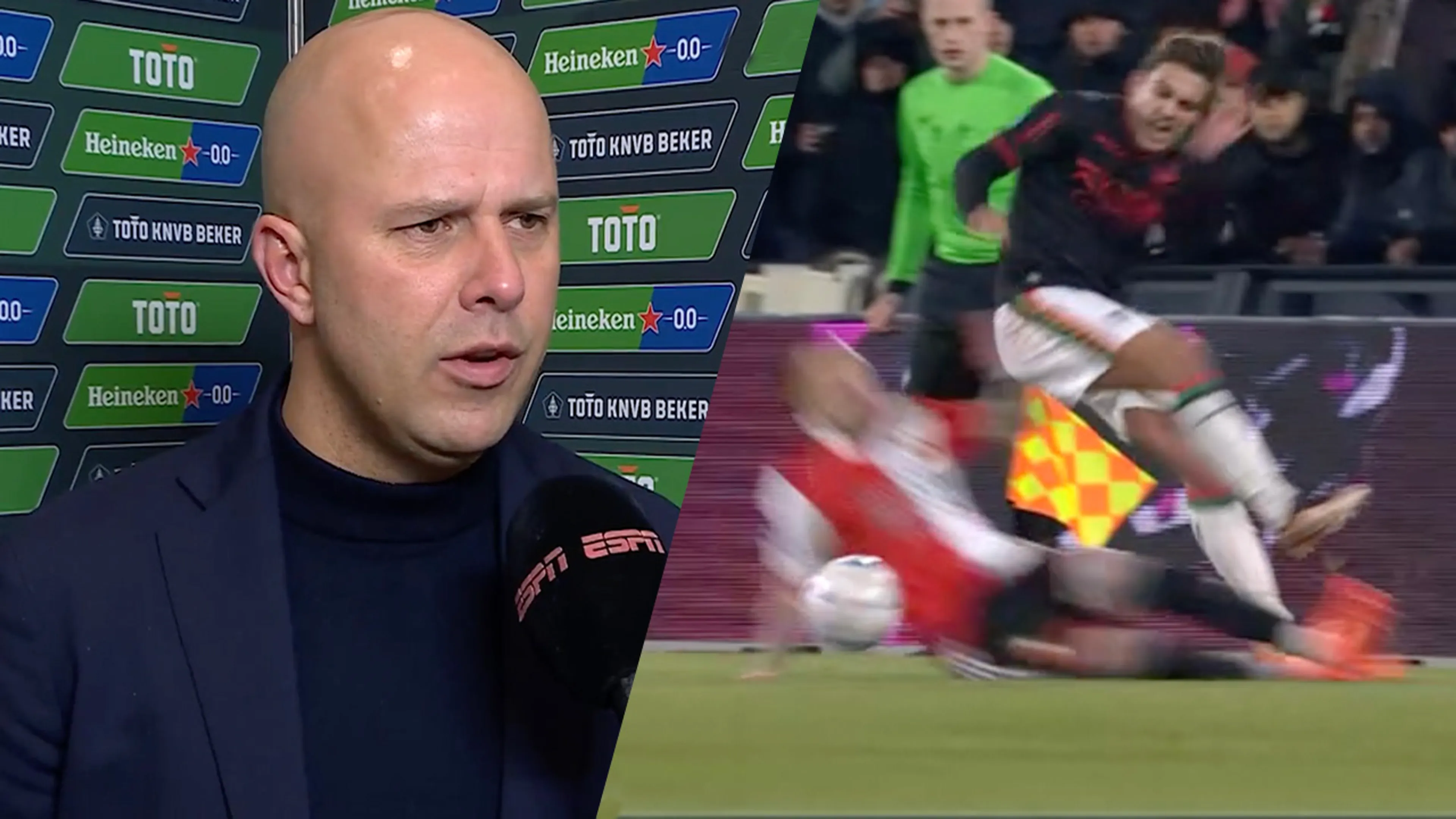 Slot na zien snoeiharde tackle van Hartman tegen NEC: 'Poeh, dan komt-ie goed weg'