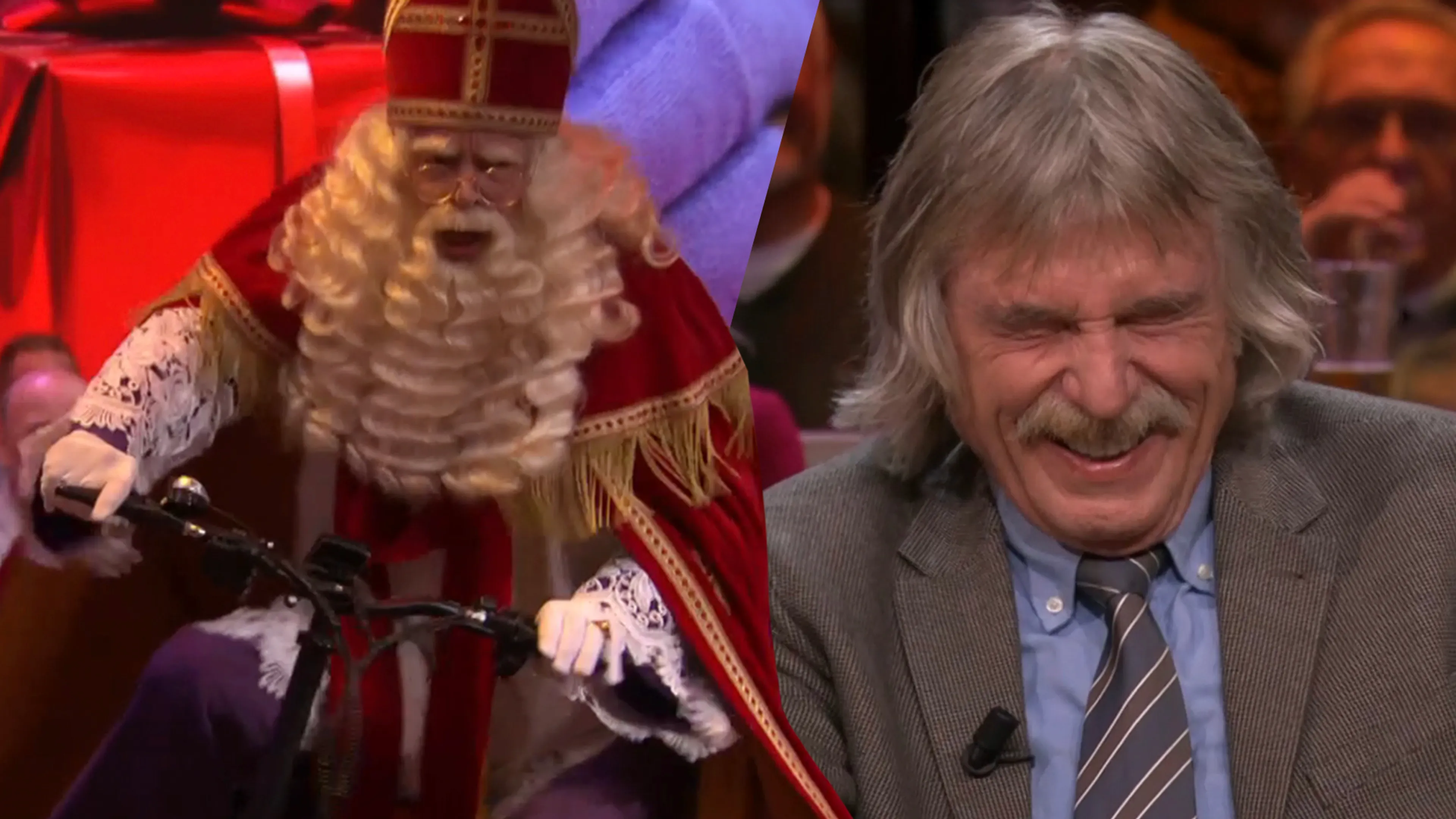 Sinterklaas rijdt DWARS door muur Vandaag Inside-studio in