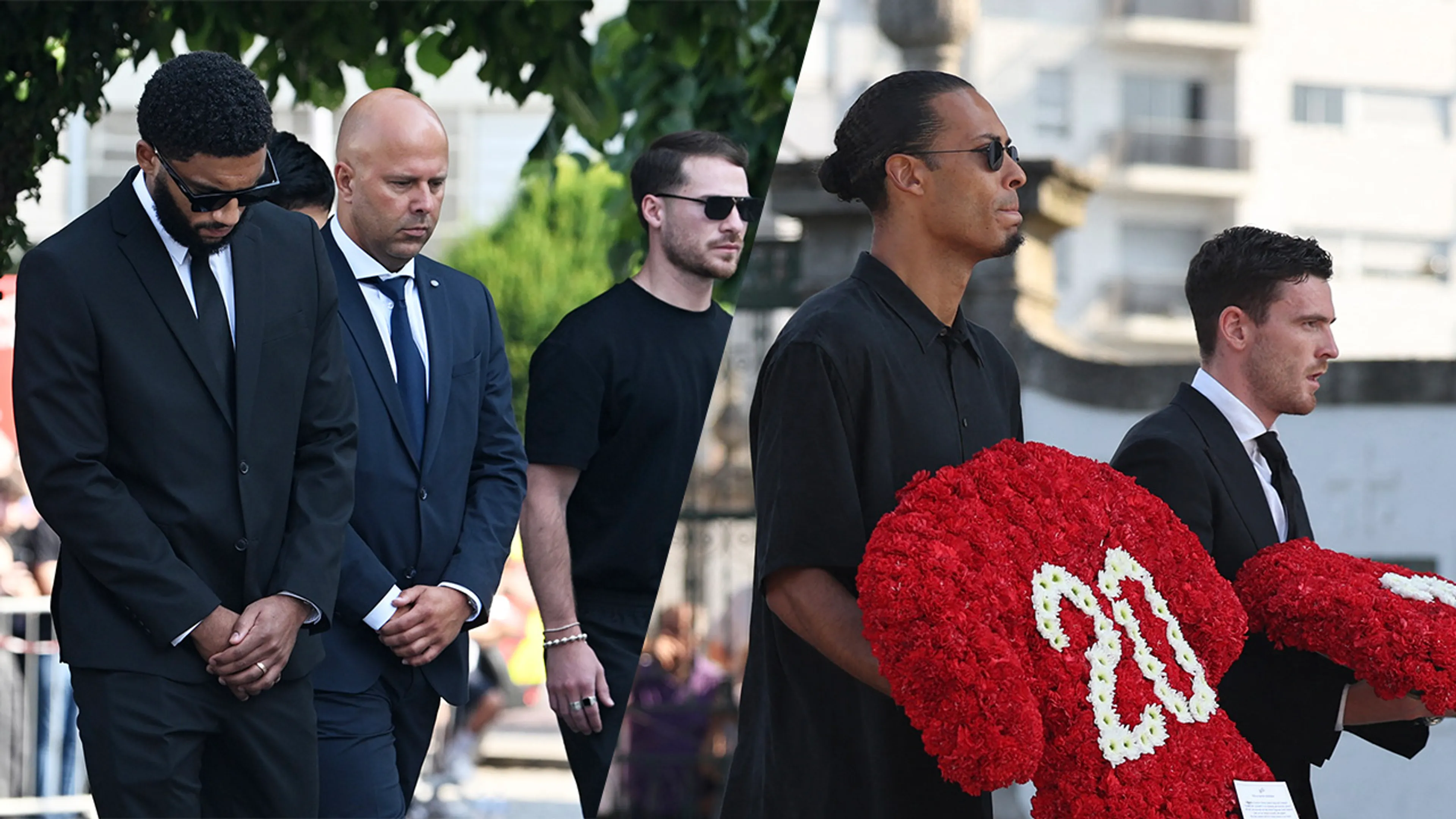 Arne Slot aanwezig bij uitvaart Diogo Jota, Virgil van Dijk legt krans voor overleden ploeggenoot