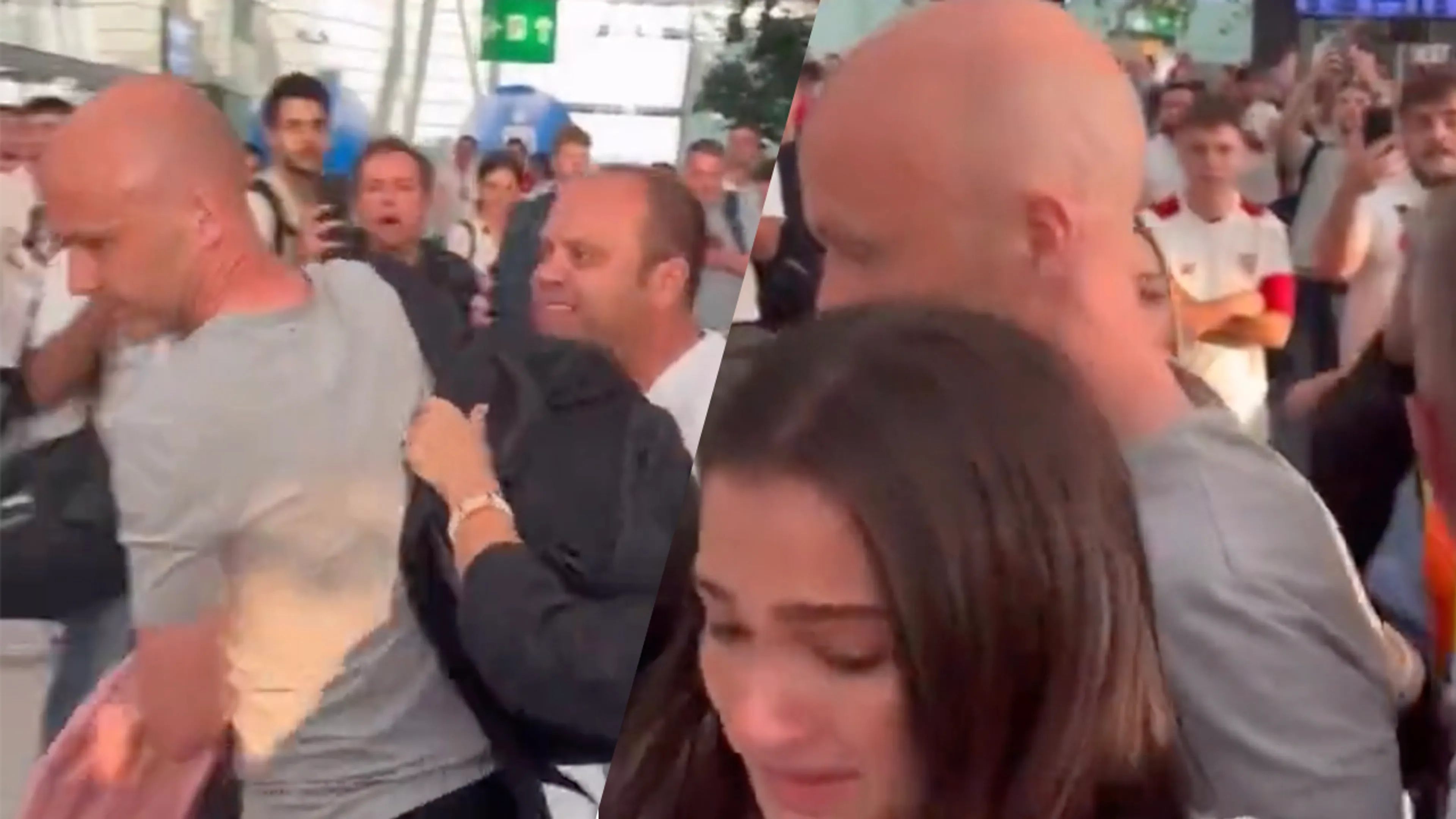 Scheidsrechter Antony Taylor en gezin belaagd door Roma-fans; vrouw en dochter in paniek